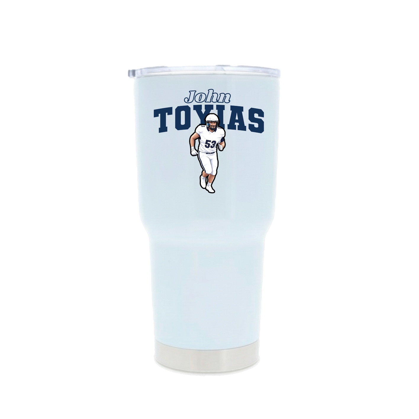 30oz Stainless Steel Tumbler — Name Arch in White