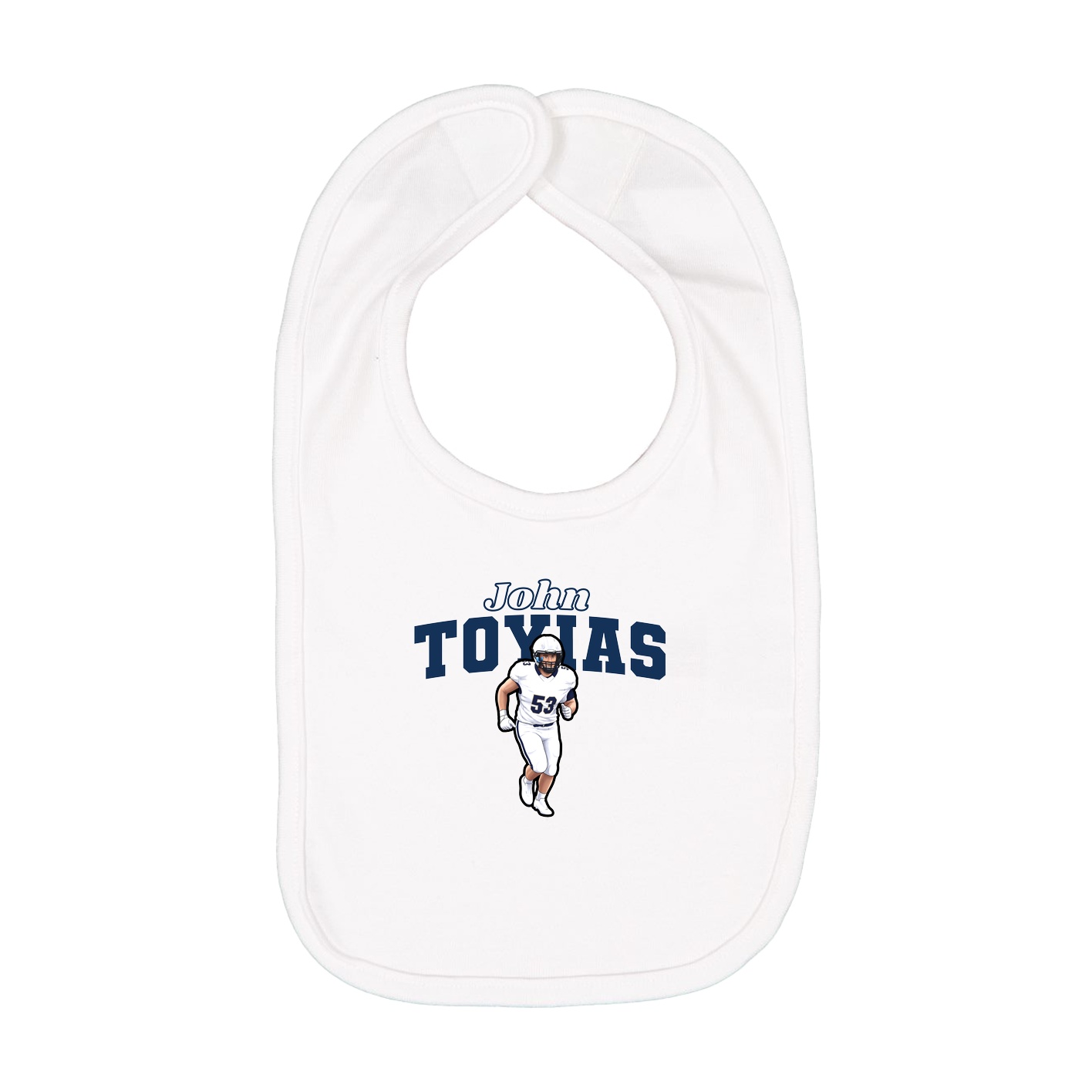 Infant Bib — Name Arch in White