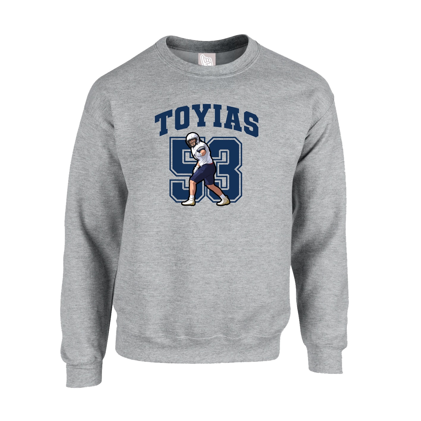 Fleece Crew — Number in Grey