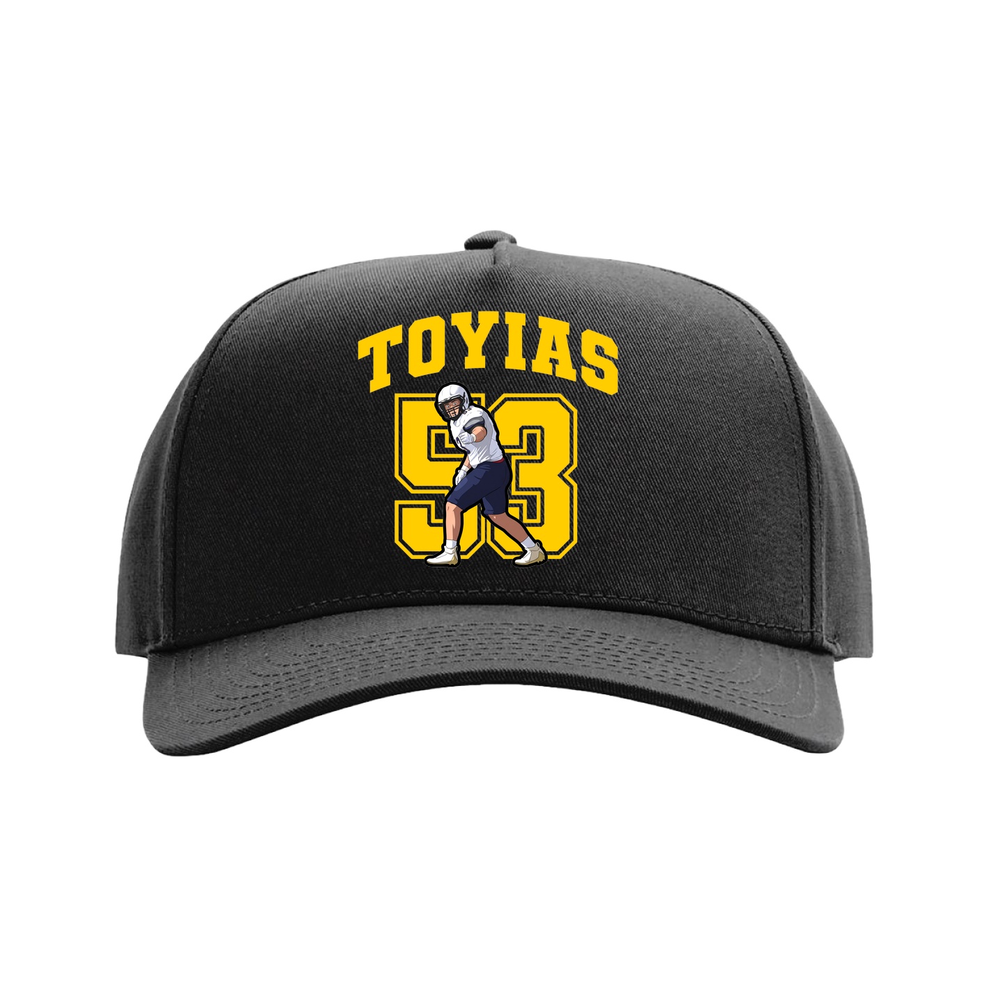 Full Fabric Five-Panel Champ Cap — Number in Black