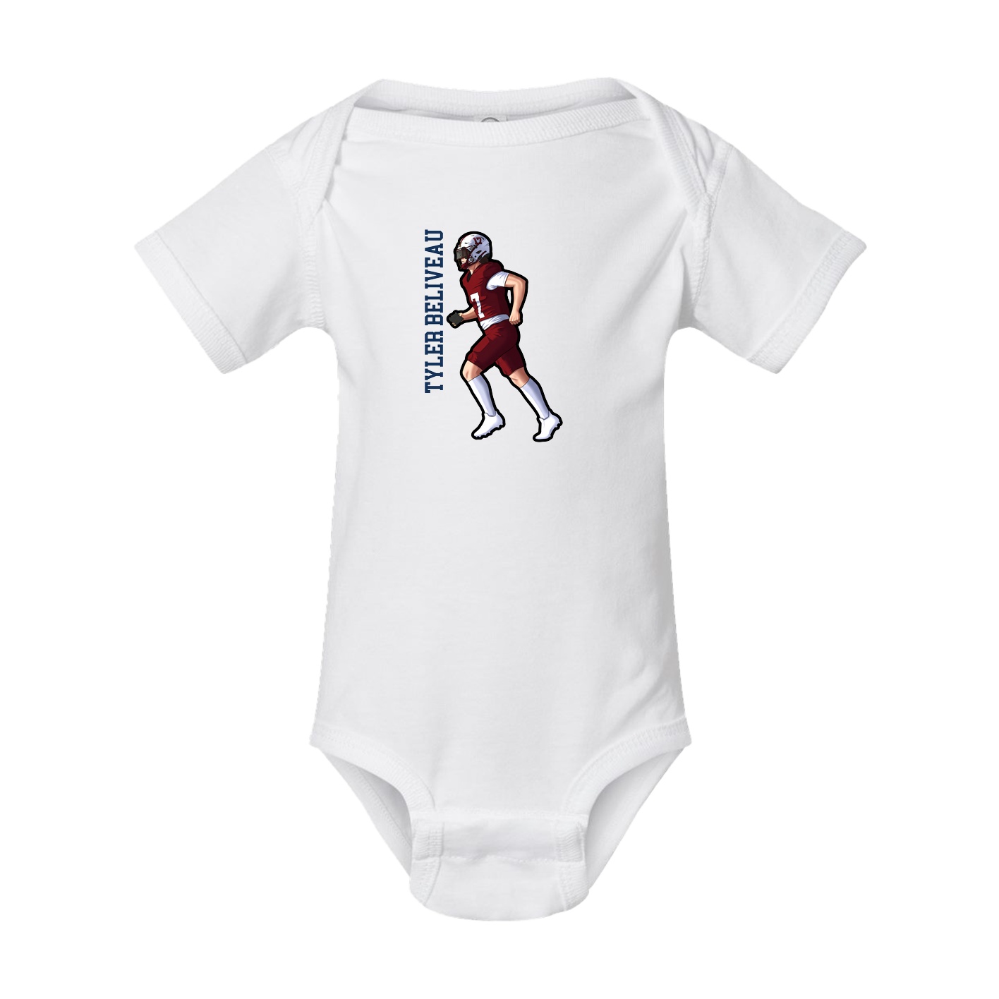 Baby Onesie — Name Vertical in White
