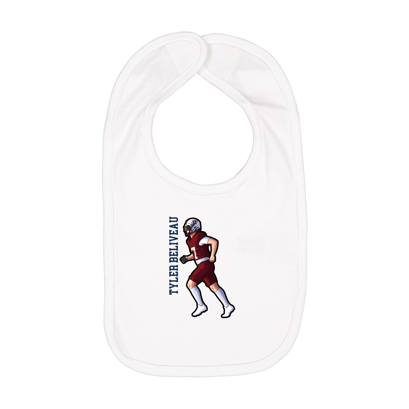 Infant Bib — Name Vertical in White