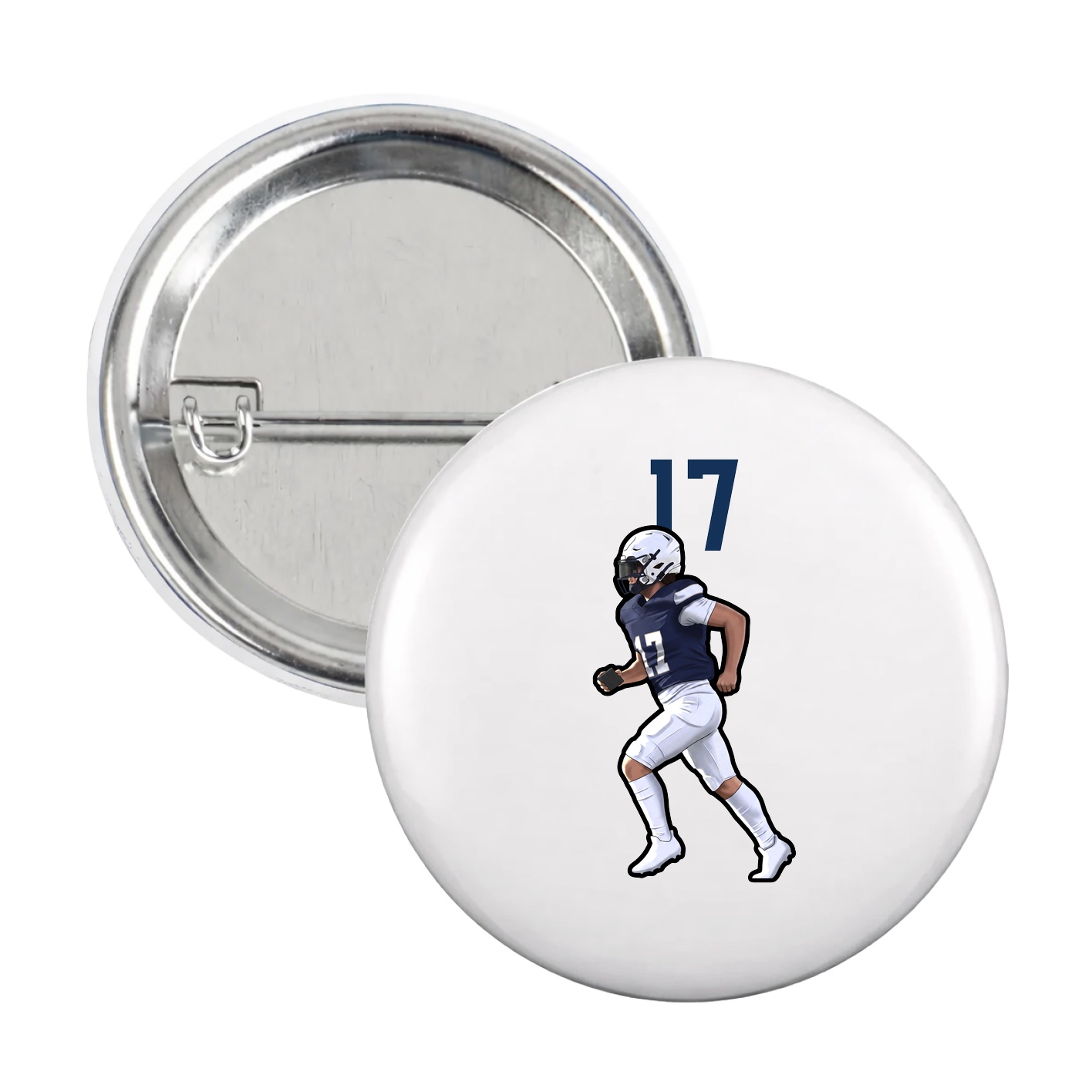 Game Day Button — Number Top in White