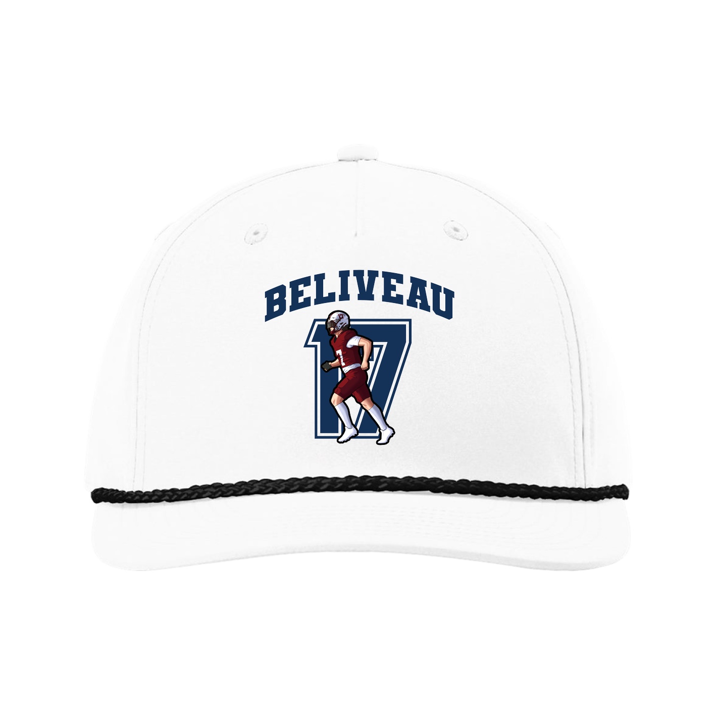Five-Panel Classic Rope Cap — Number in White