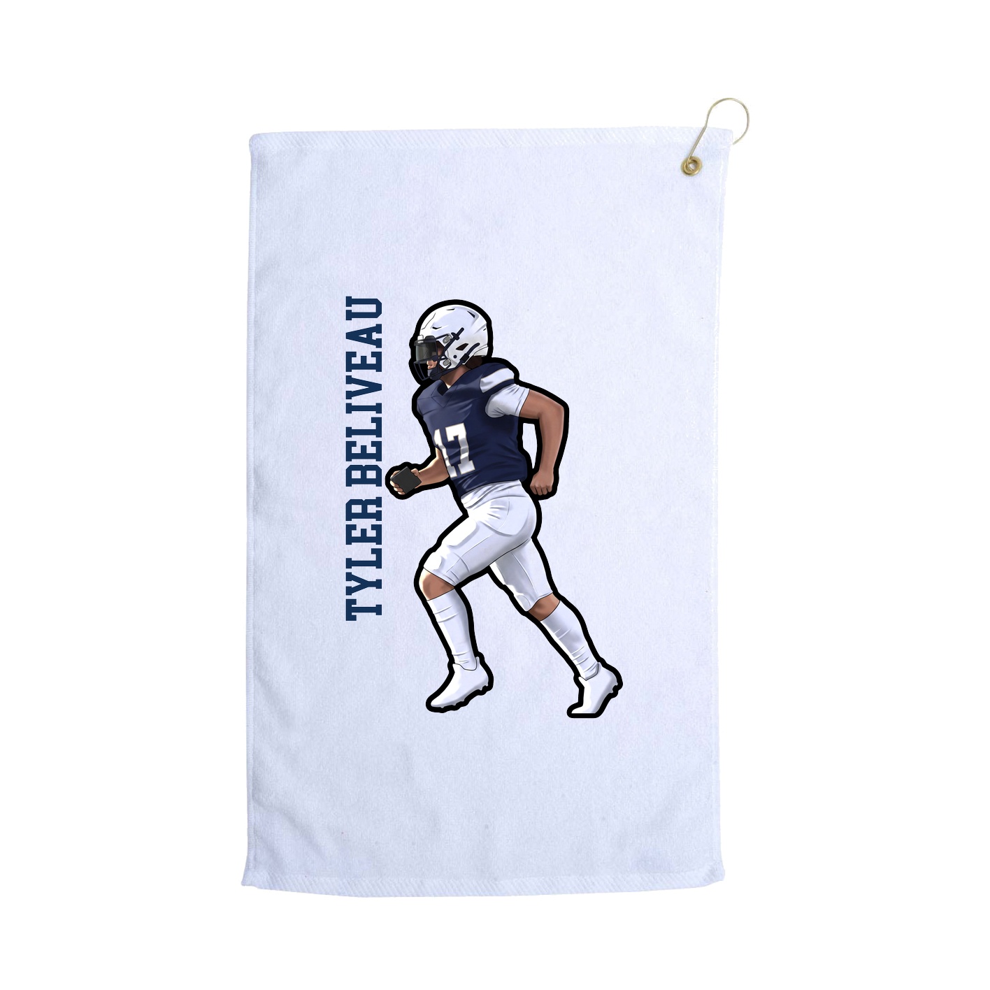 Golf Towel — Name Vertical in White