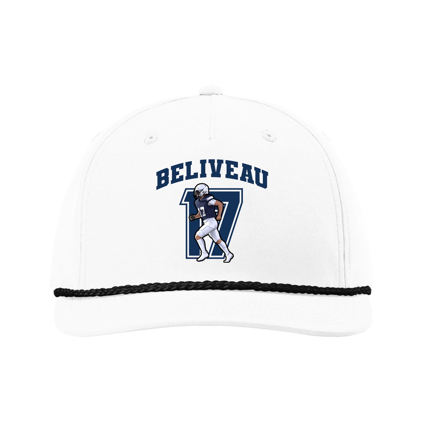 Five-Panel Classic Rope Cap — Number in White