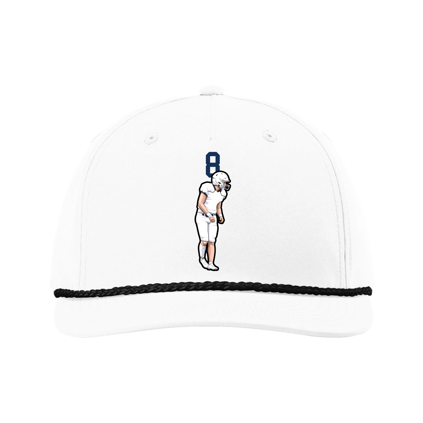 Five-Panel Classic Rope Cap — Number Top in White