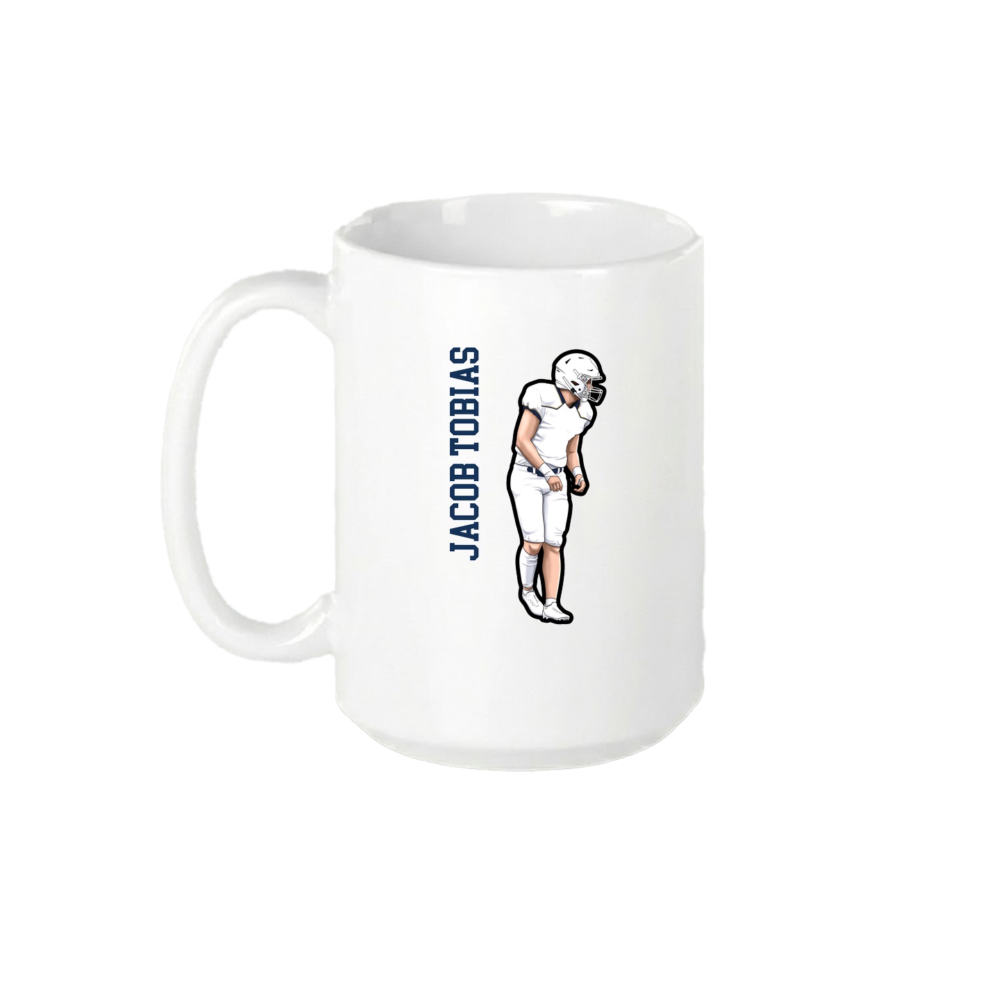 15oz Coffee Mug — Name Vertical in White