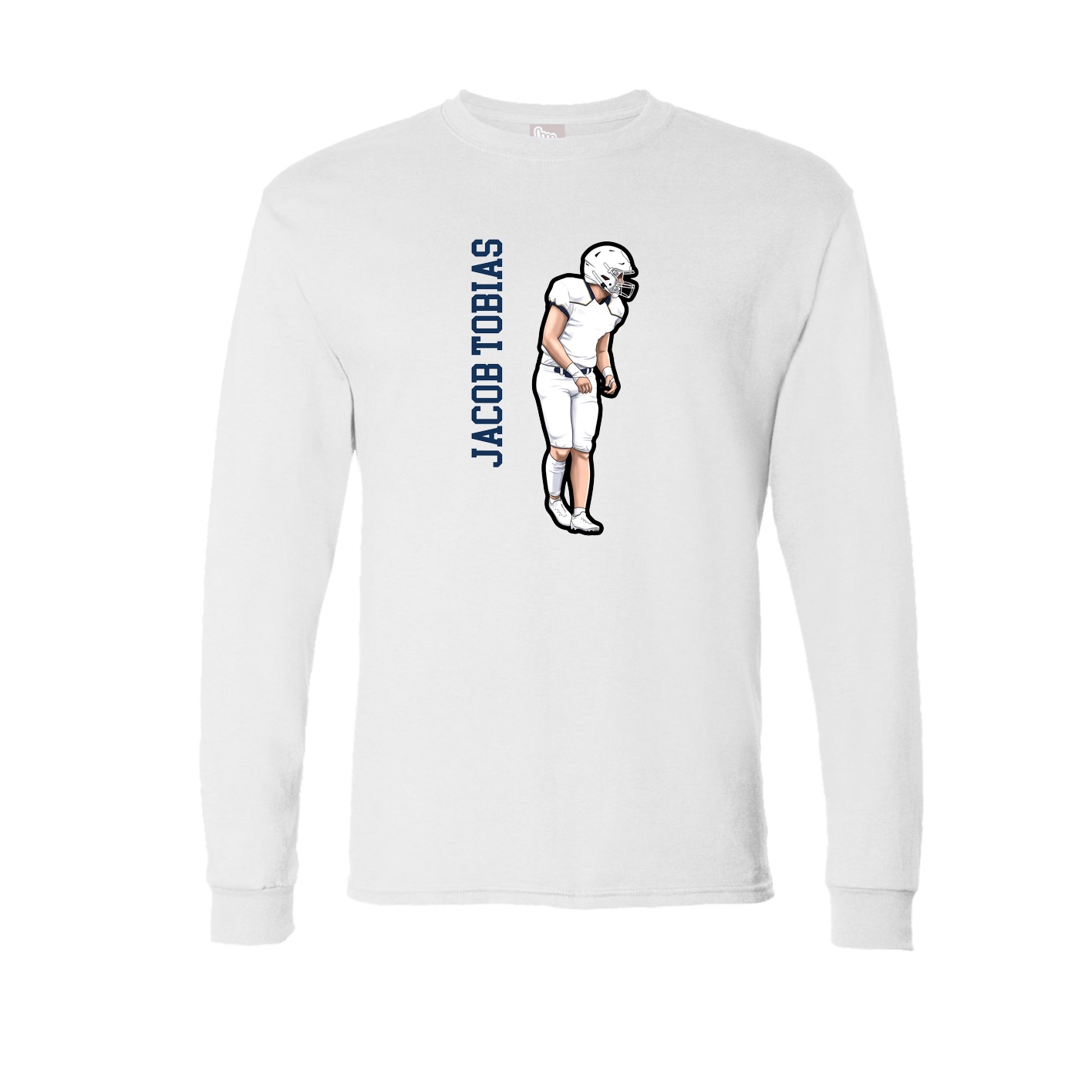 Long Sleeve Tee — Name Vertical in White