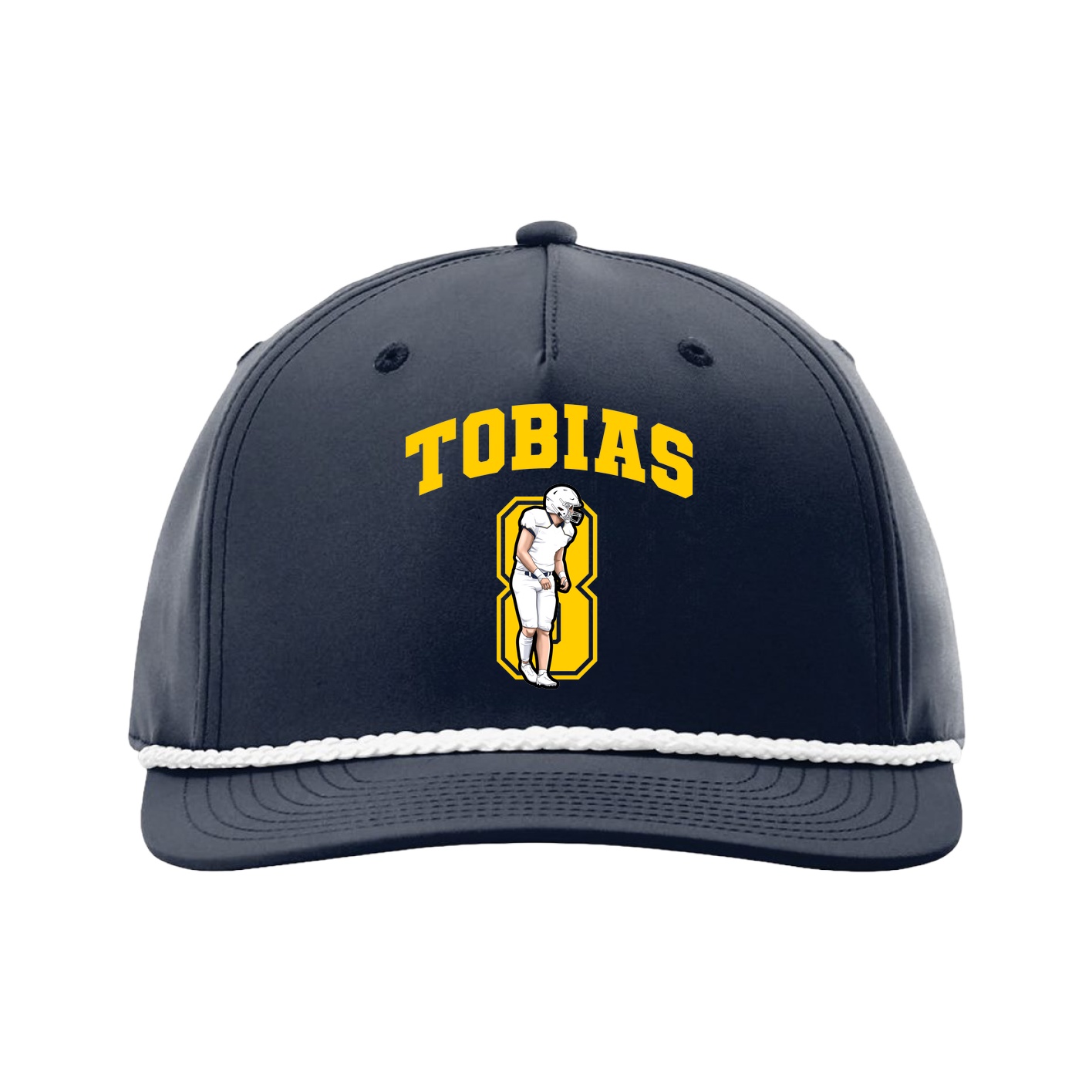 Five-Panel Classic Rope Cap — Number in Navy