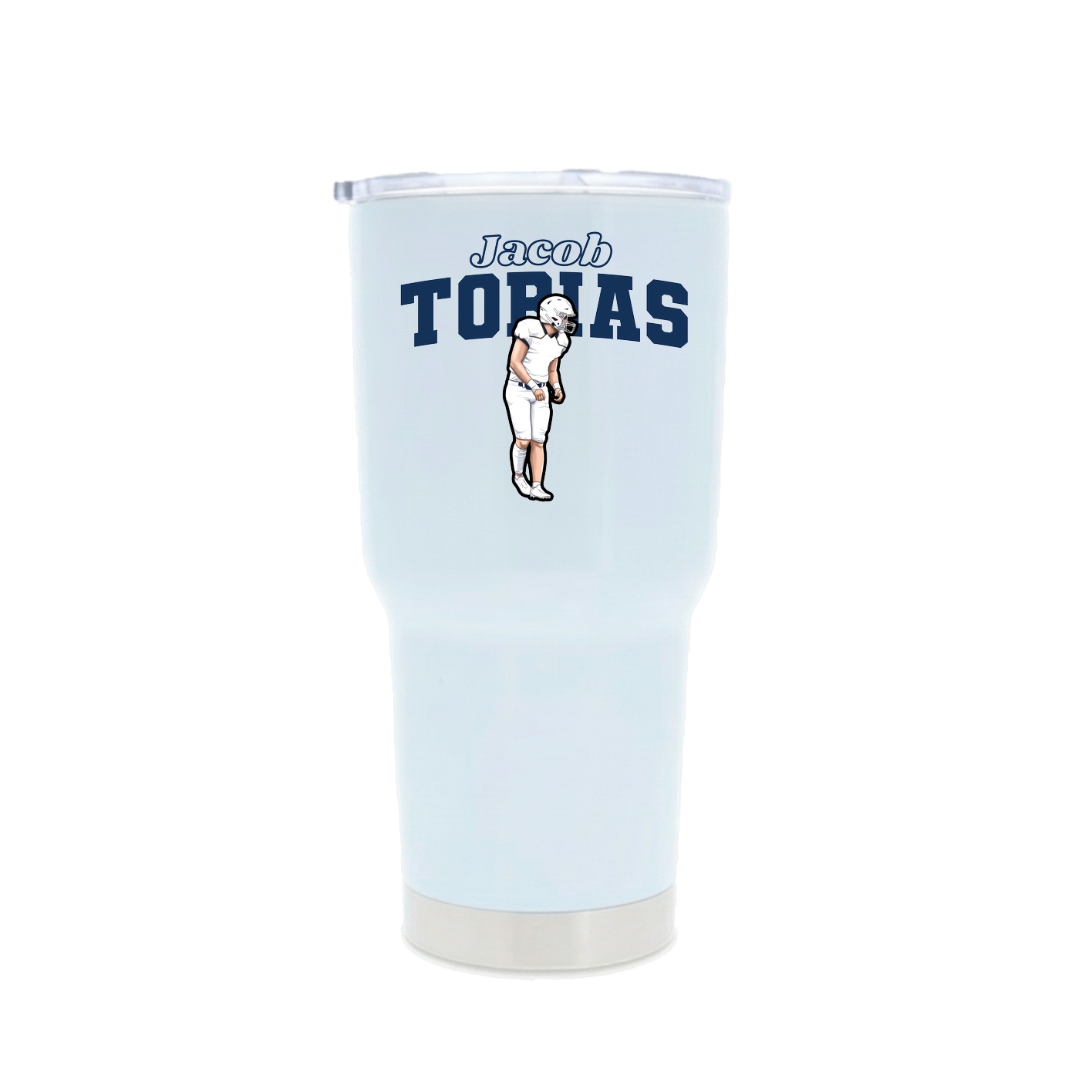 30oz Stainless Steel Tumbler — Name Arch in White