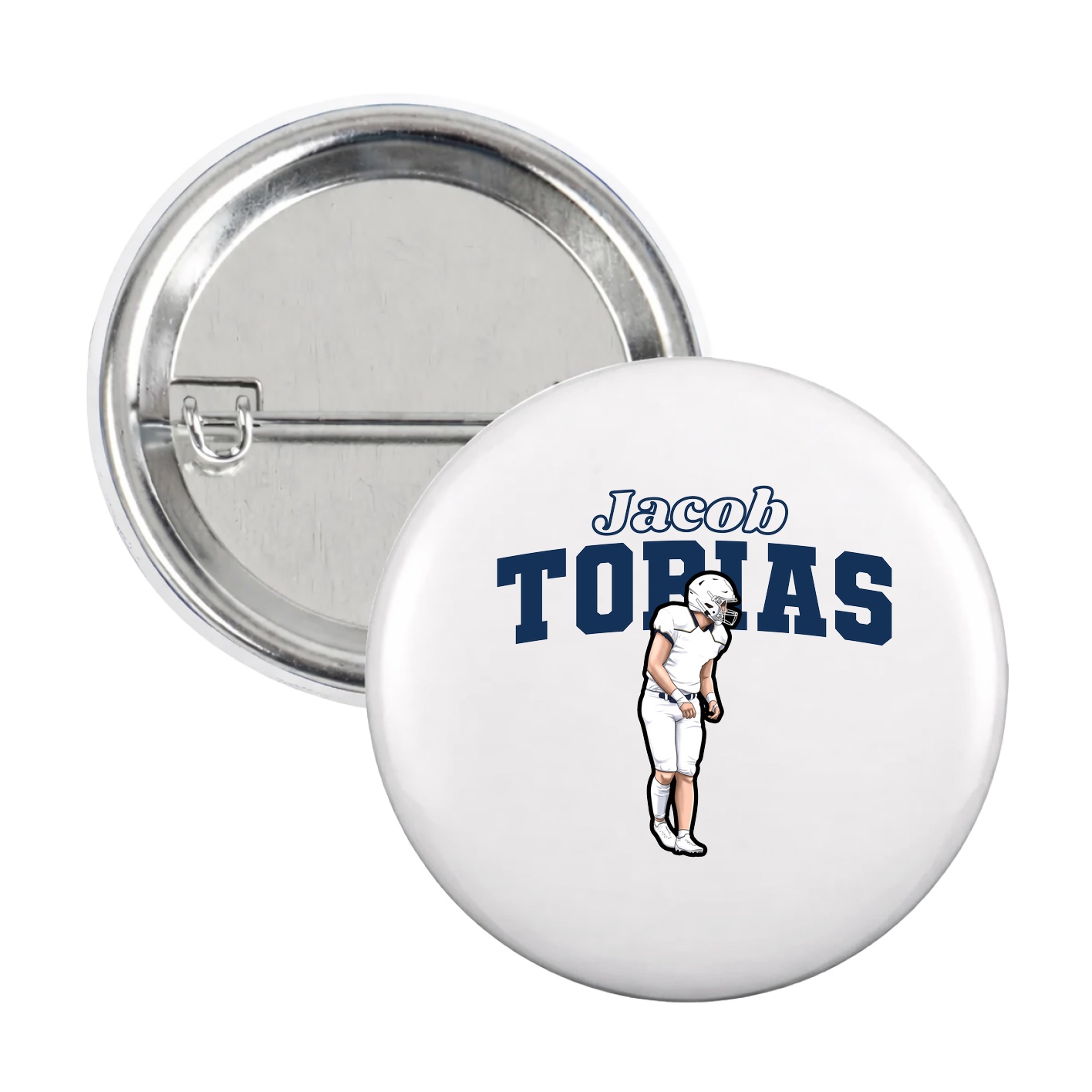 Game Day Button — Name Arch in White