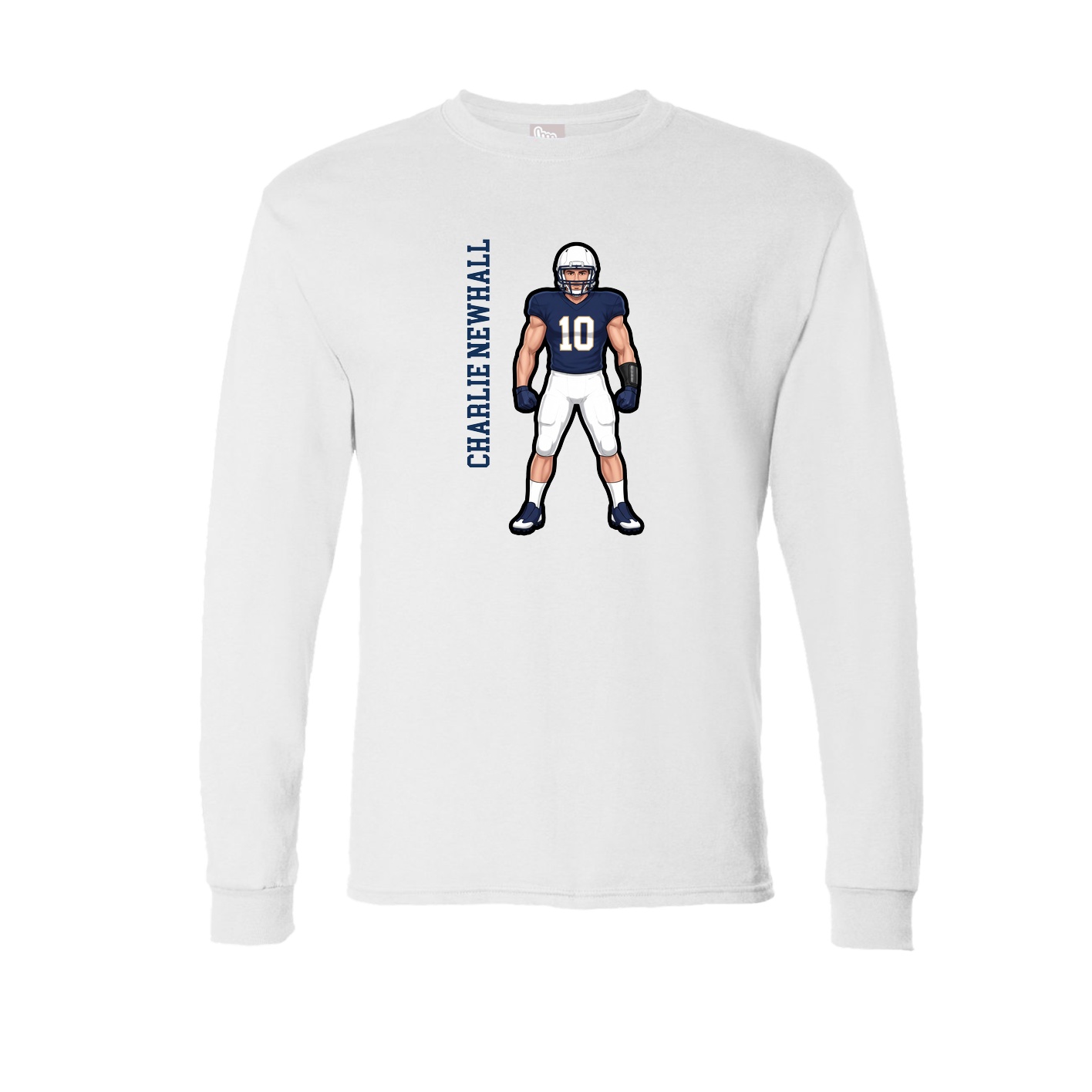 Long Sleeve Tee — Name Vertical in White