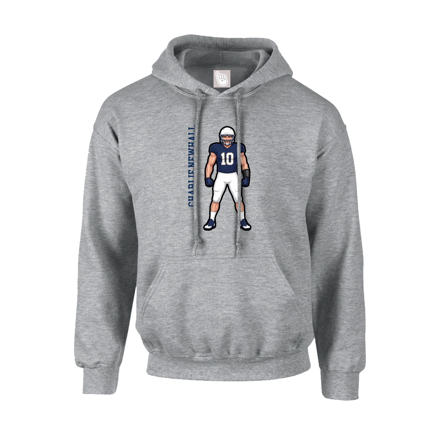 Youth Hoodie — Name Vertical in Grey