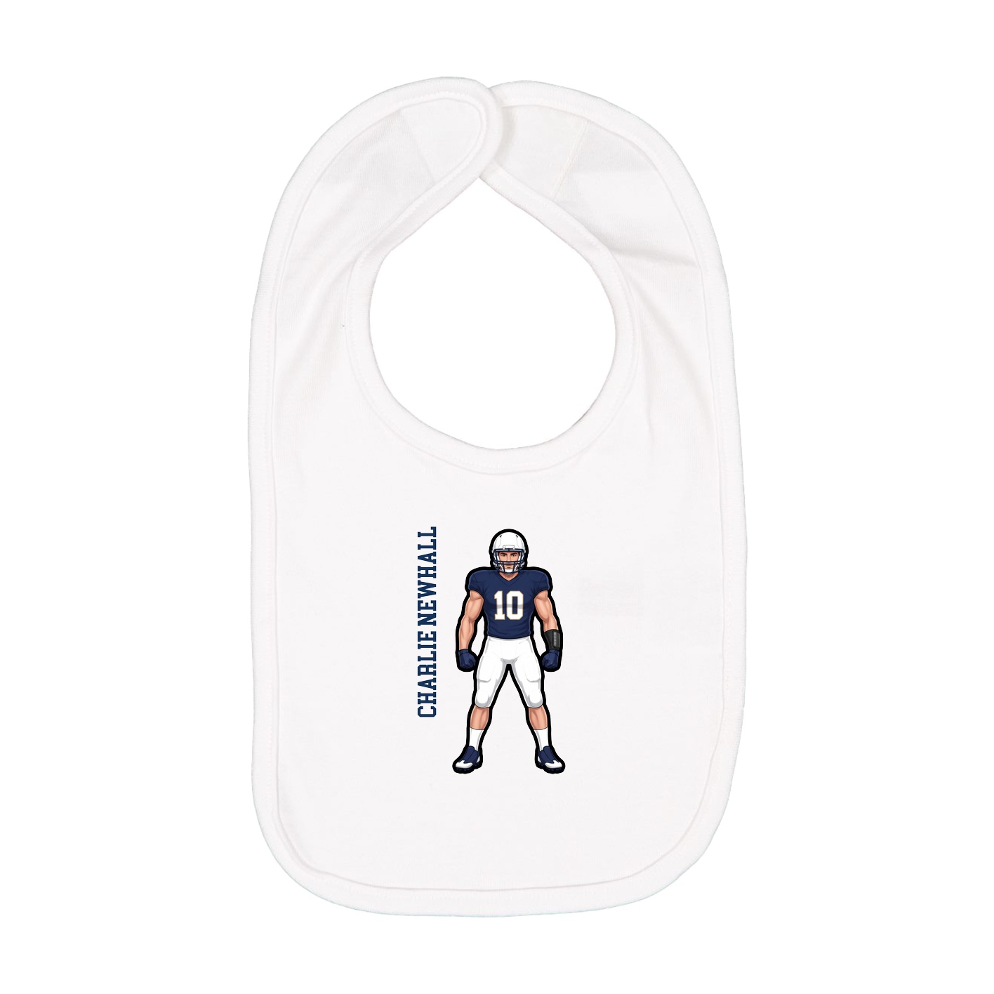 Infant Bib — Name Vertical in White