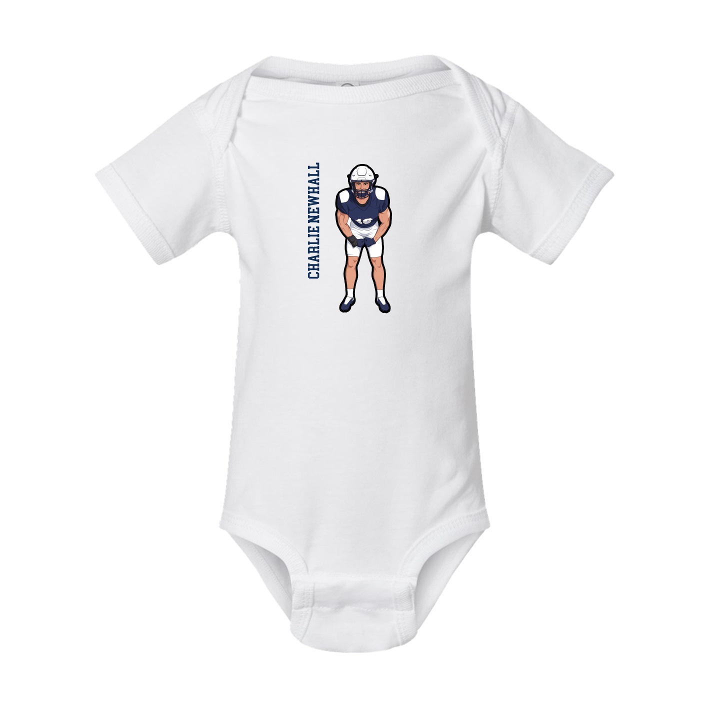 Baby Onesie — Name Vertical in White