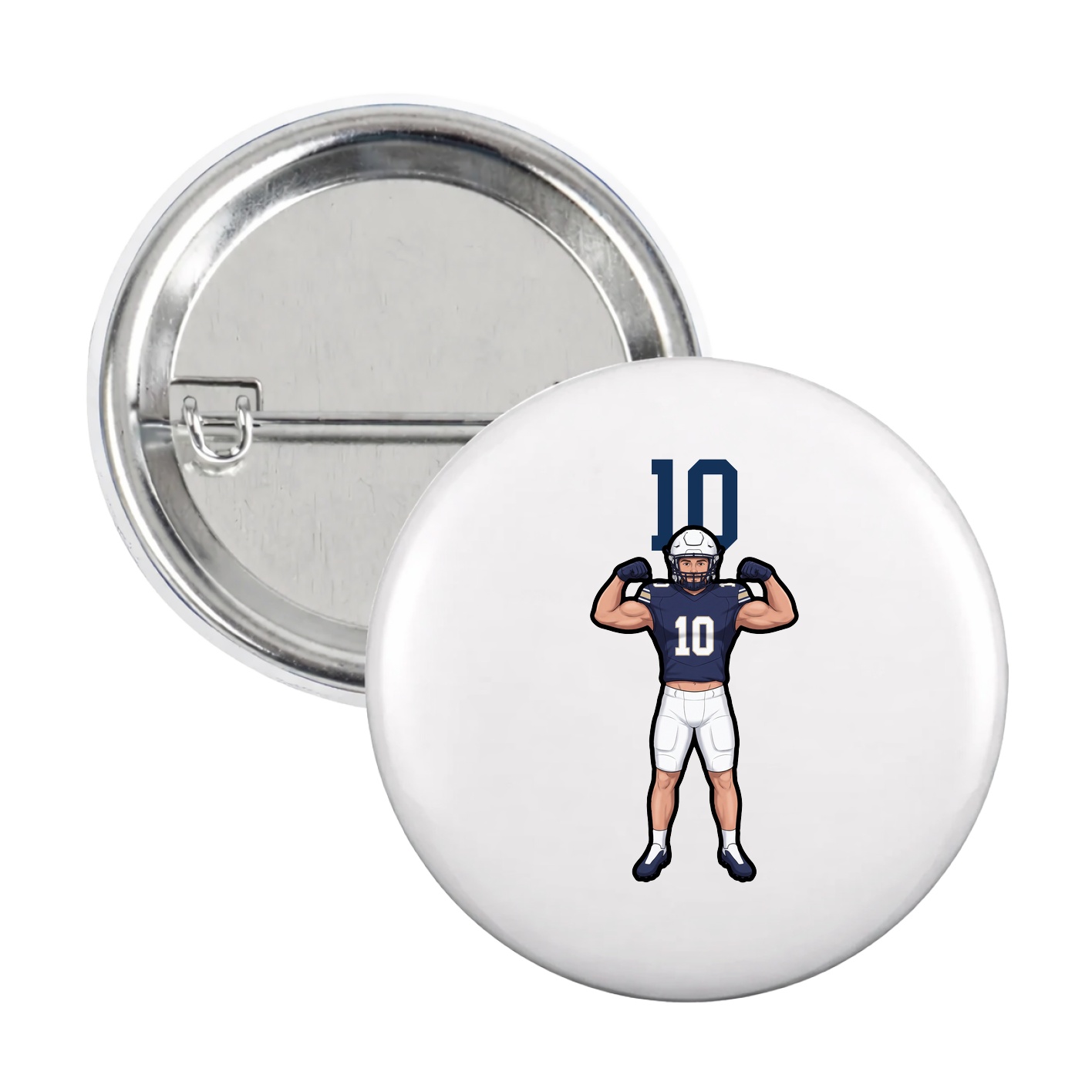 Game Day Button — Number Top in White