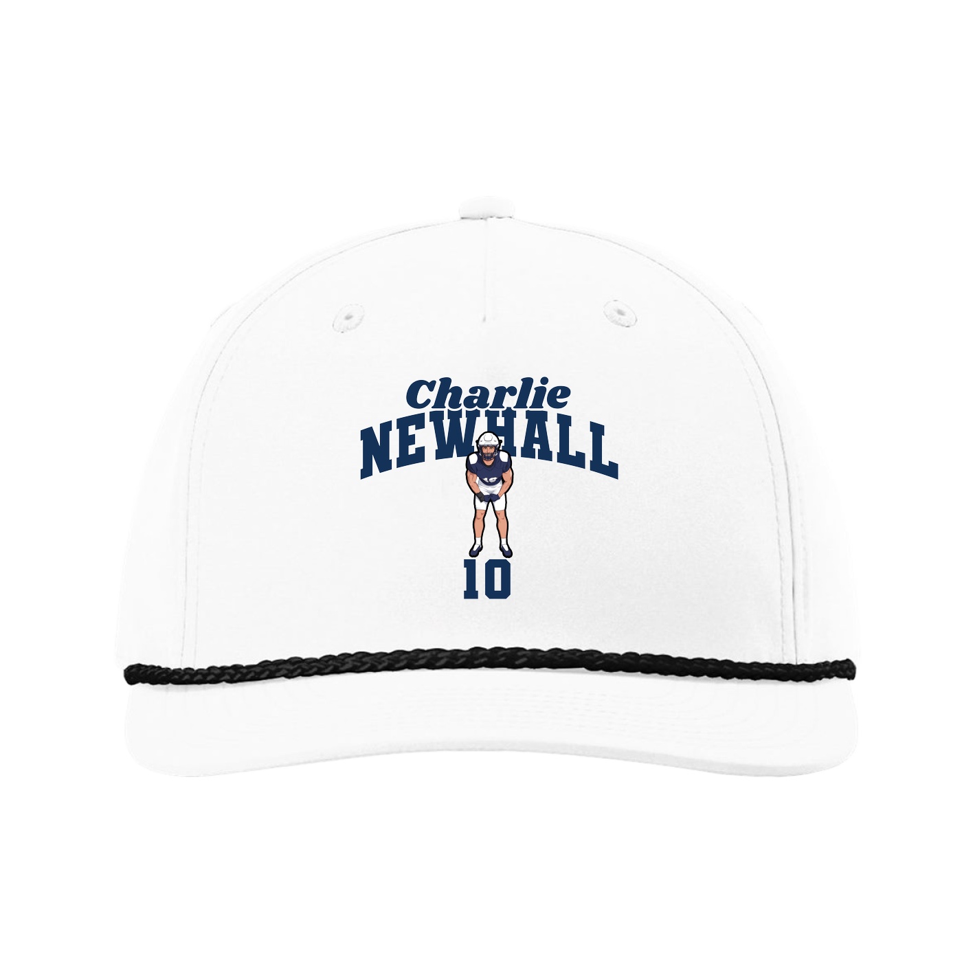 Five-Panel Classic Rope Cap — Signature Arch in White