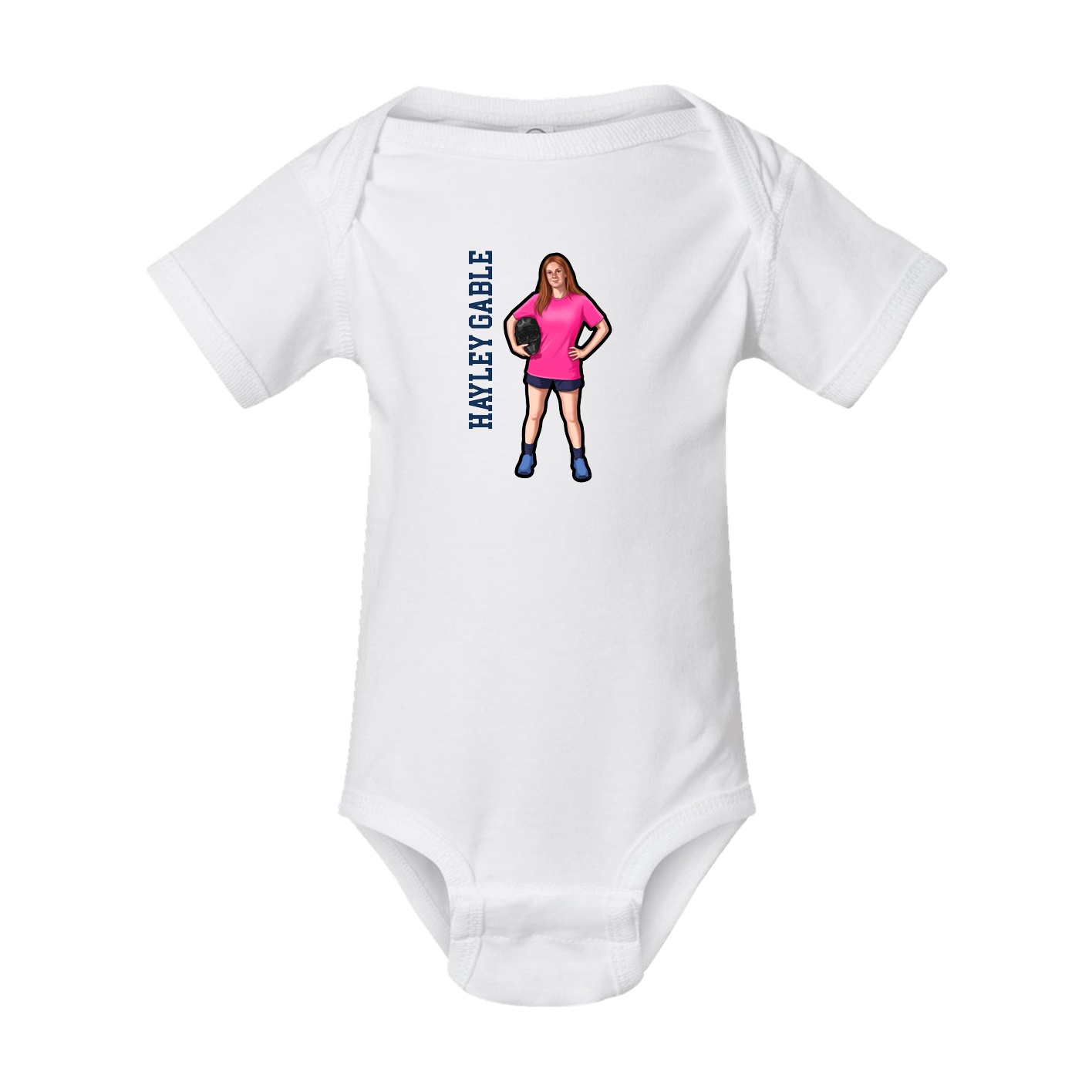 Baby Onesie — Name Vertical in White