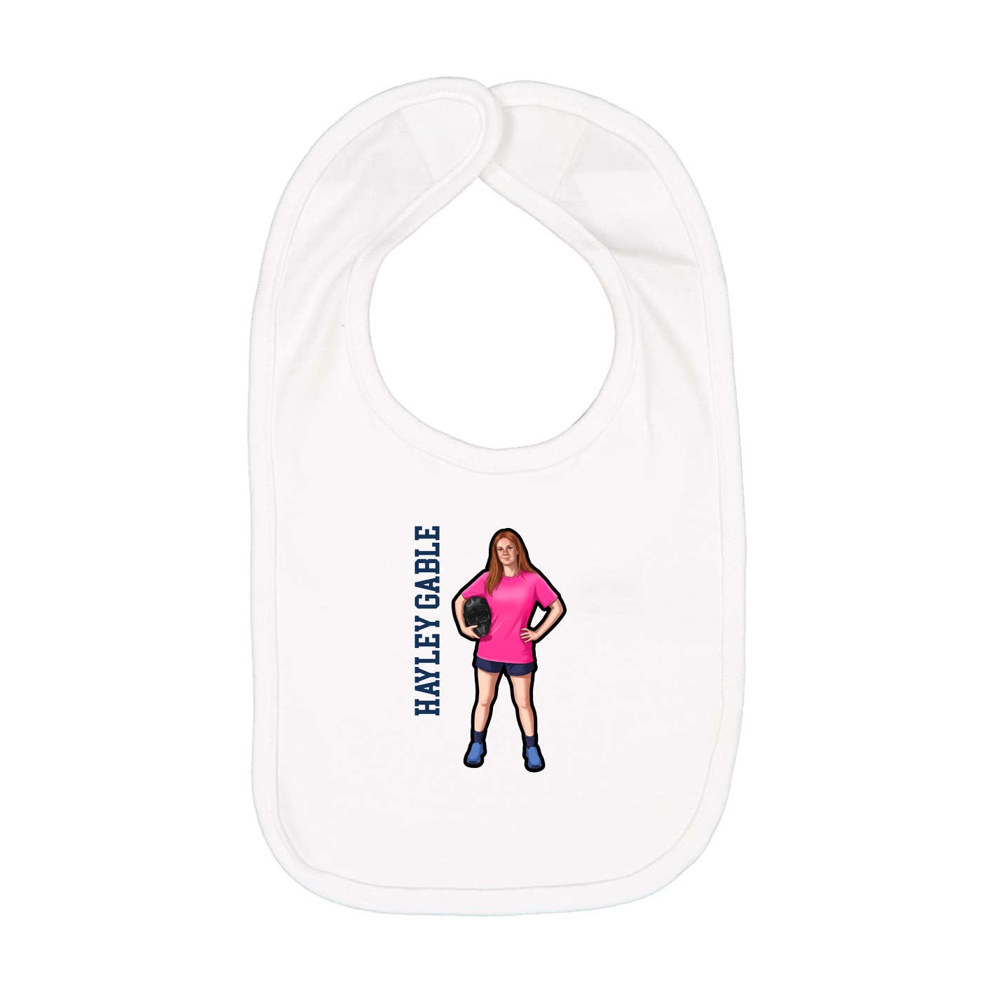 Infant Bib — Name Vertical in White