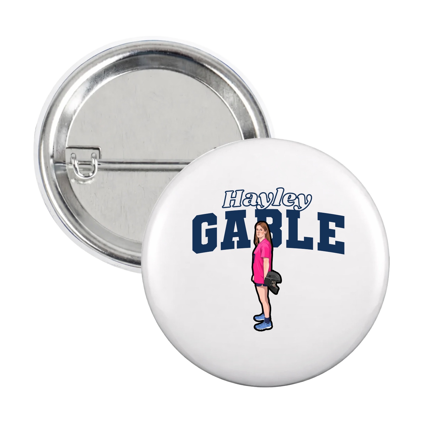 Game Day Button — Name Arch in White
