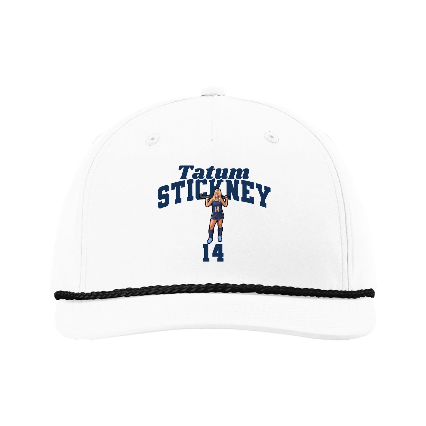 Five-Panel Classic Rope Cap — Signature Arch in White