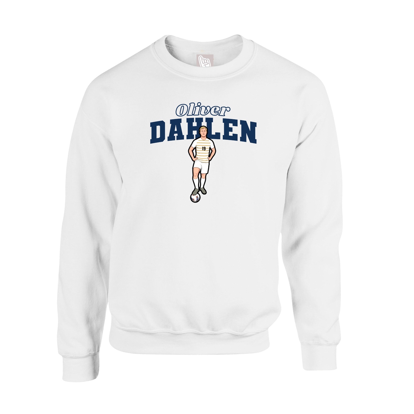 Fleece Crew — Name Arch in White