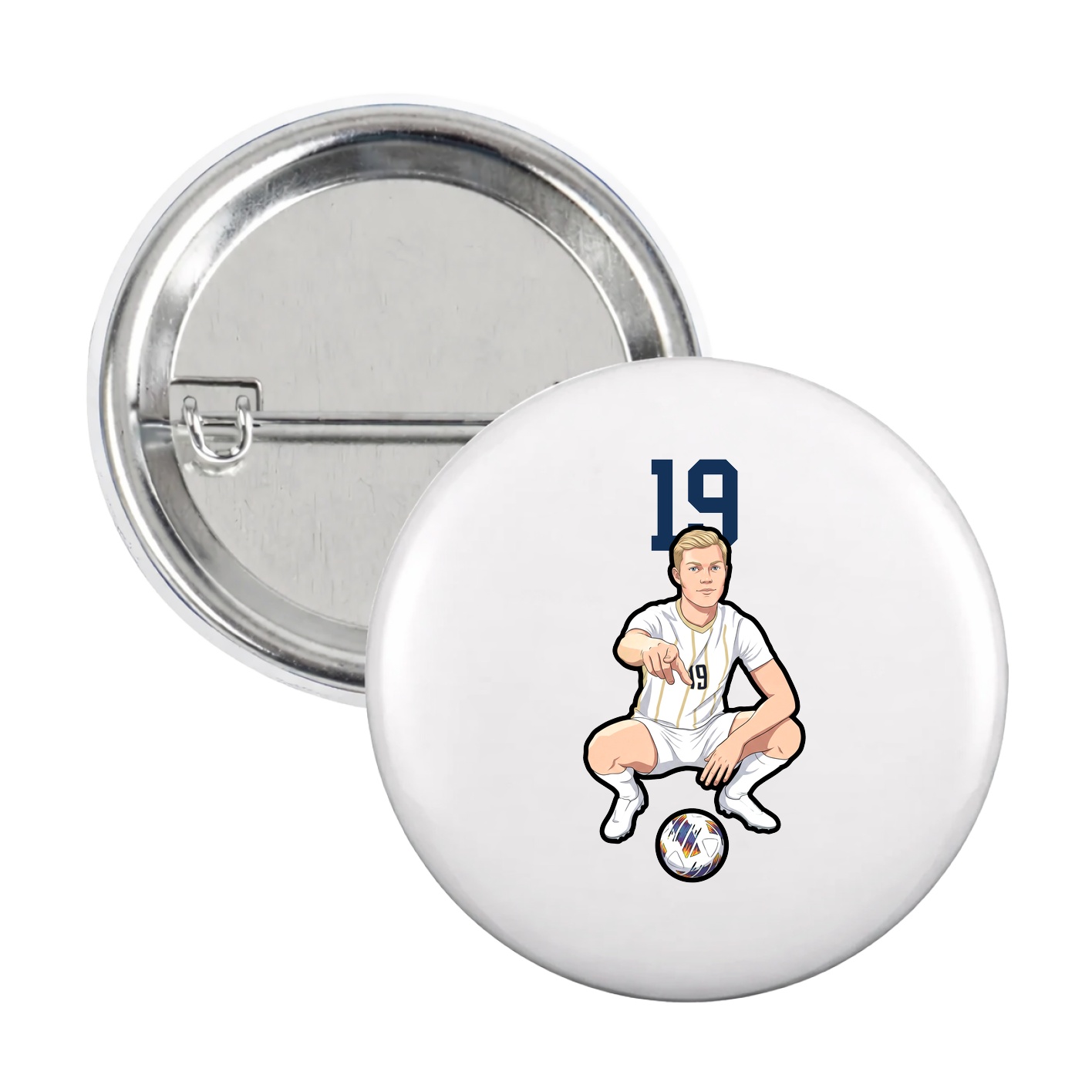 Game Day Button — Number Top in White