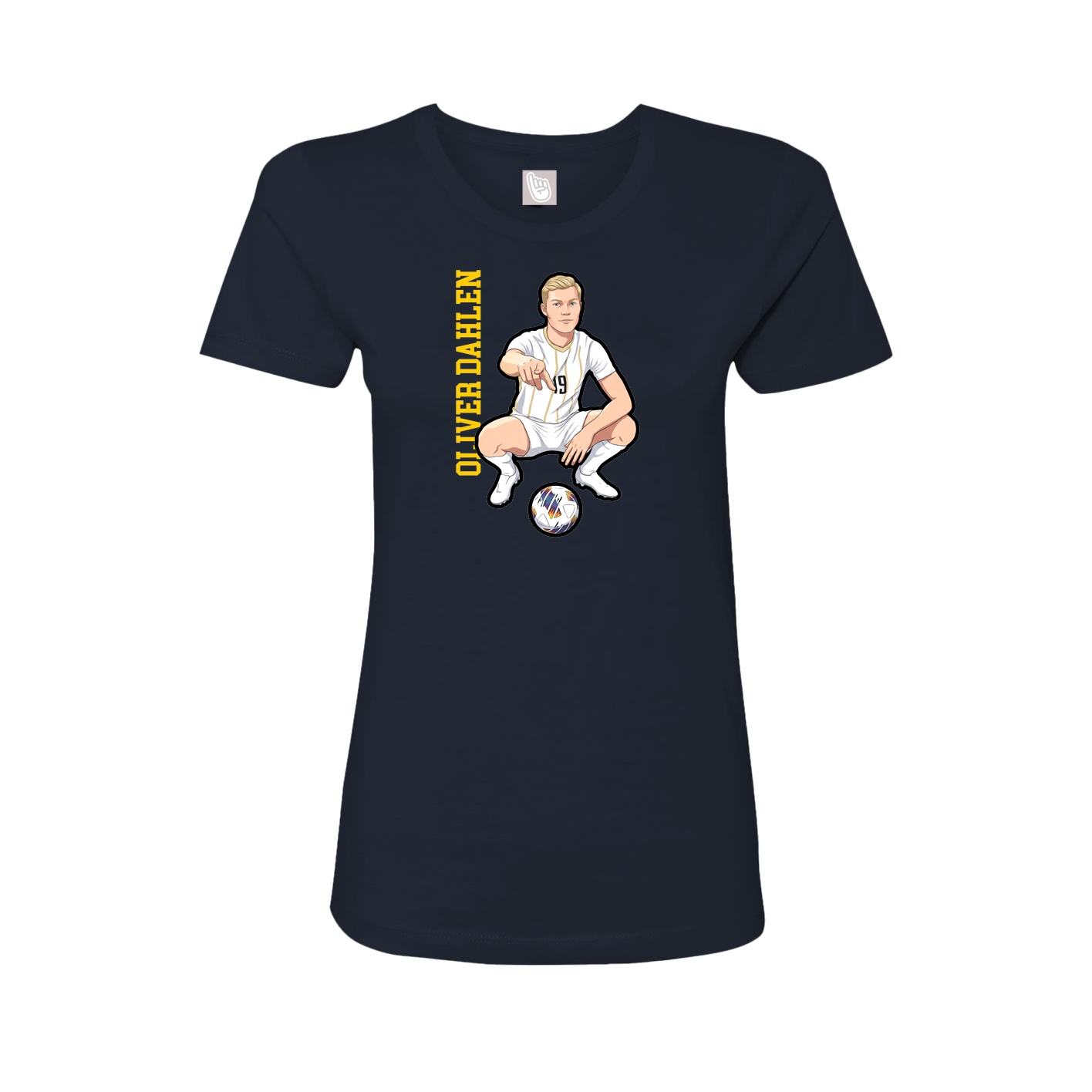 Fitted Women's Tee — Name Vertical in Navy