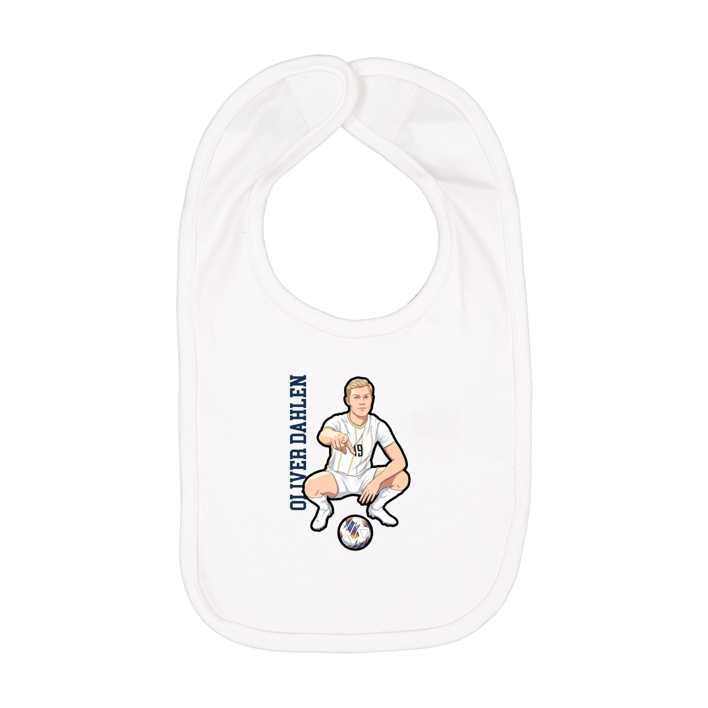 Infant Bib — Name Vertical in White