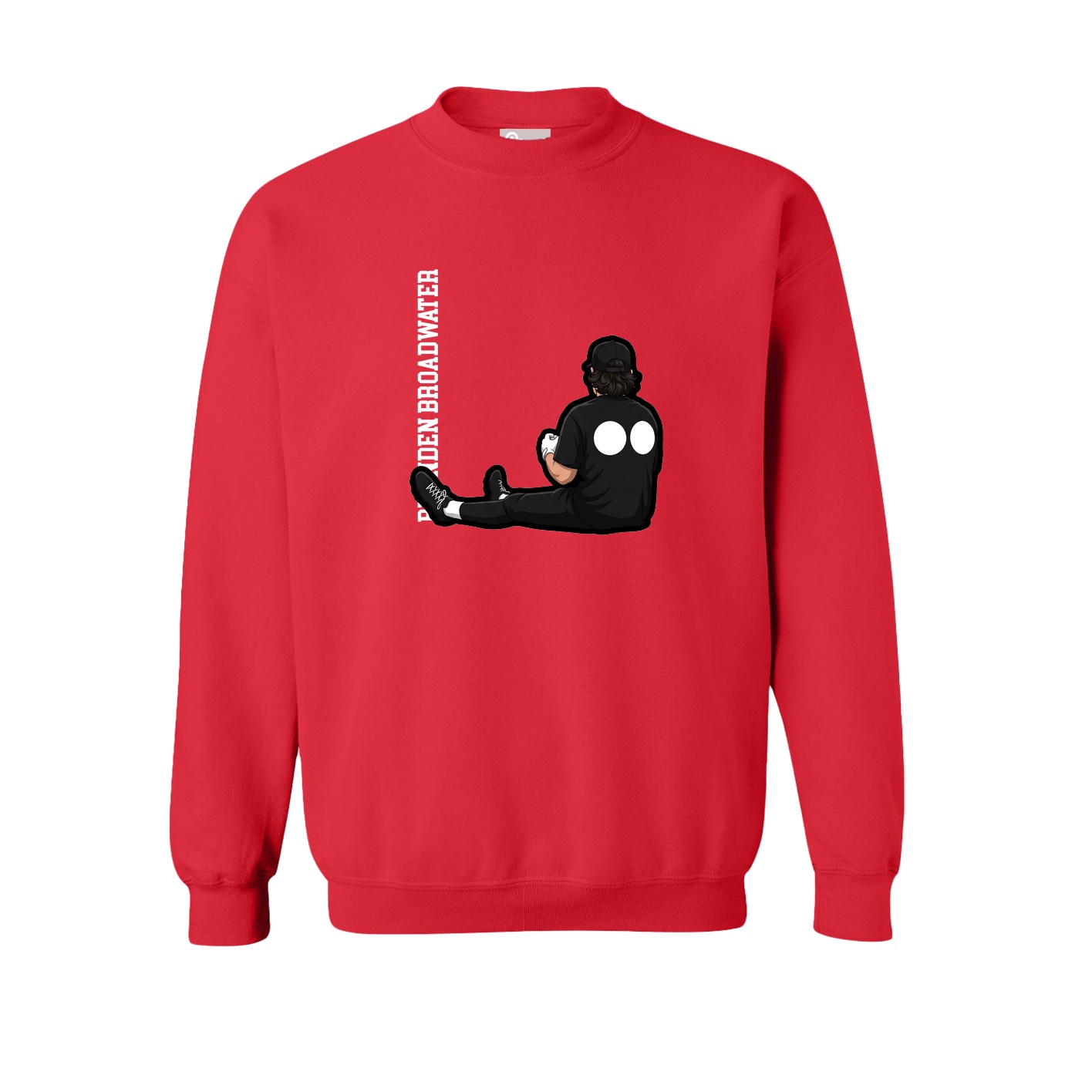 Fleece Crew — Name Vertical in Red