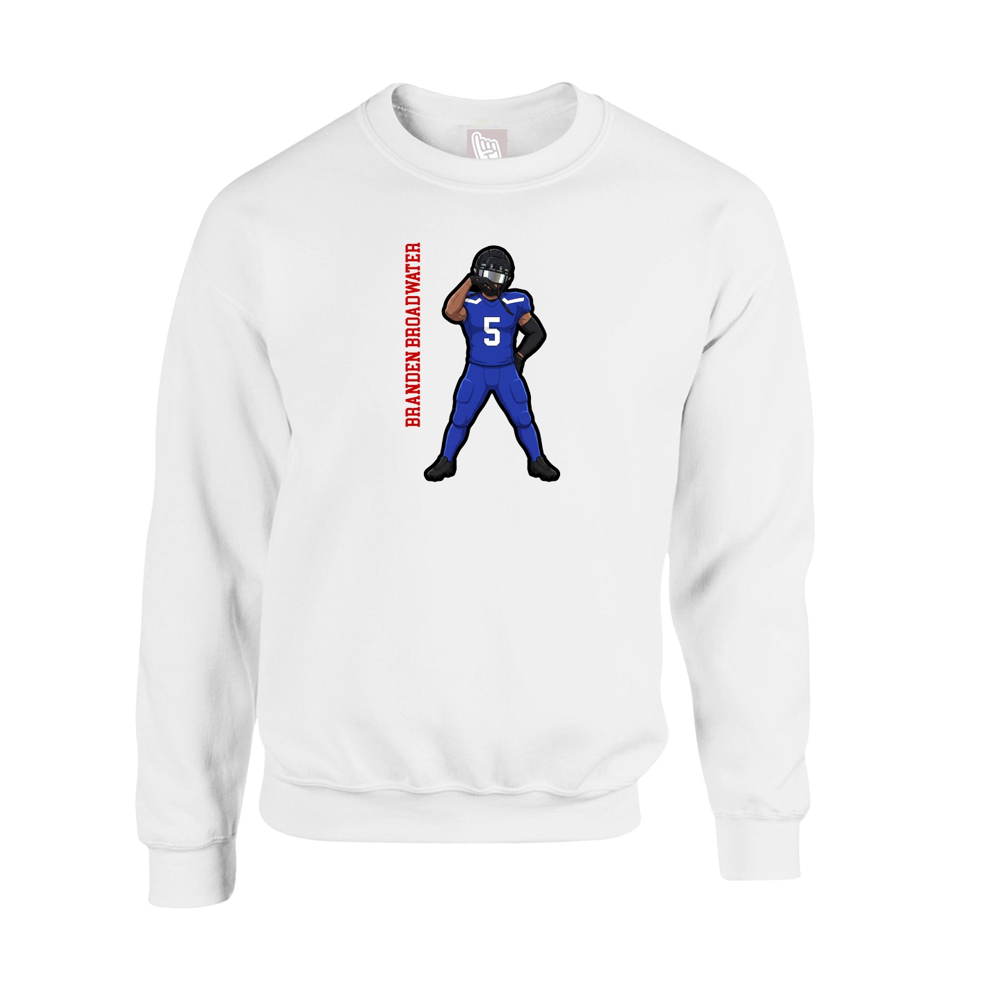Fleece Crew — Name Vertical in White