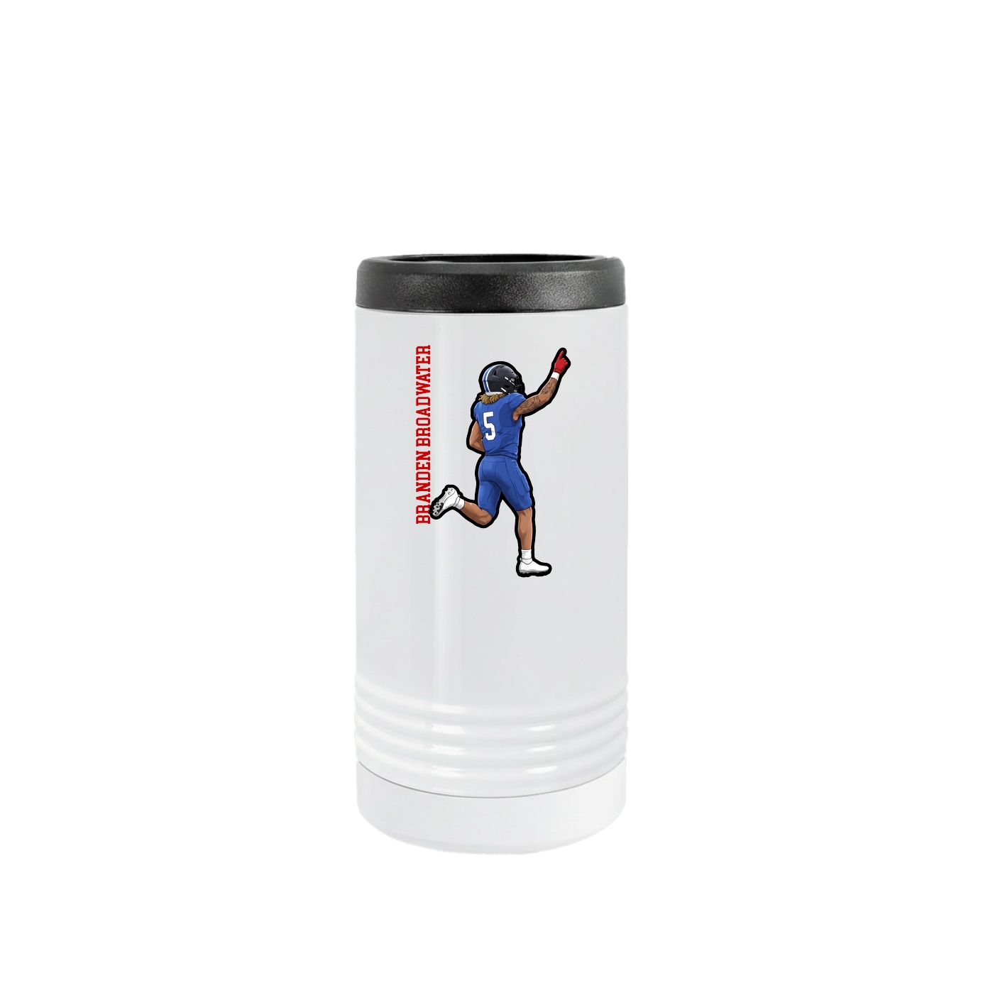 Slim Beverage Holder — Name Vertical in White