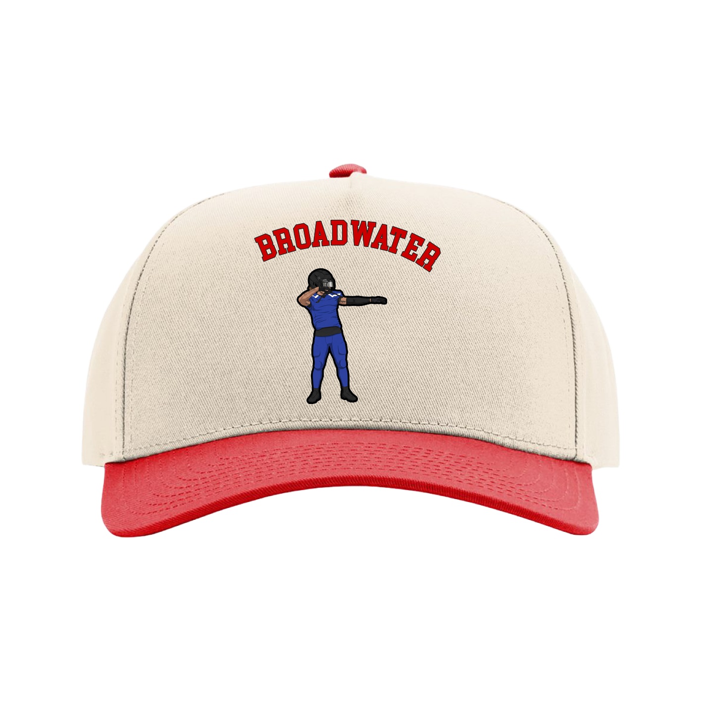 Full Fabric Five-Panel Champ Cap — Shirsey Arch in Cream/Red