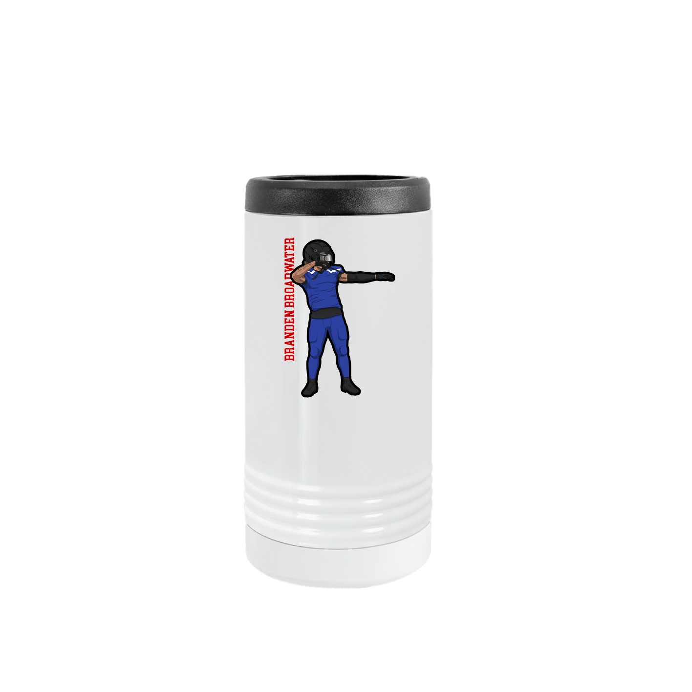 Slim Beverage Holder — Name Vertical in White