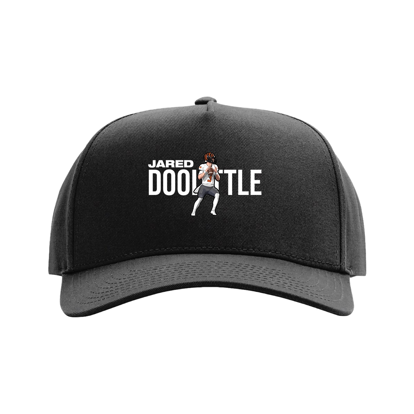 Full Fabric Five-Panel Champ Cap — Player Name in Black