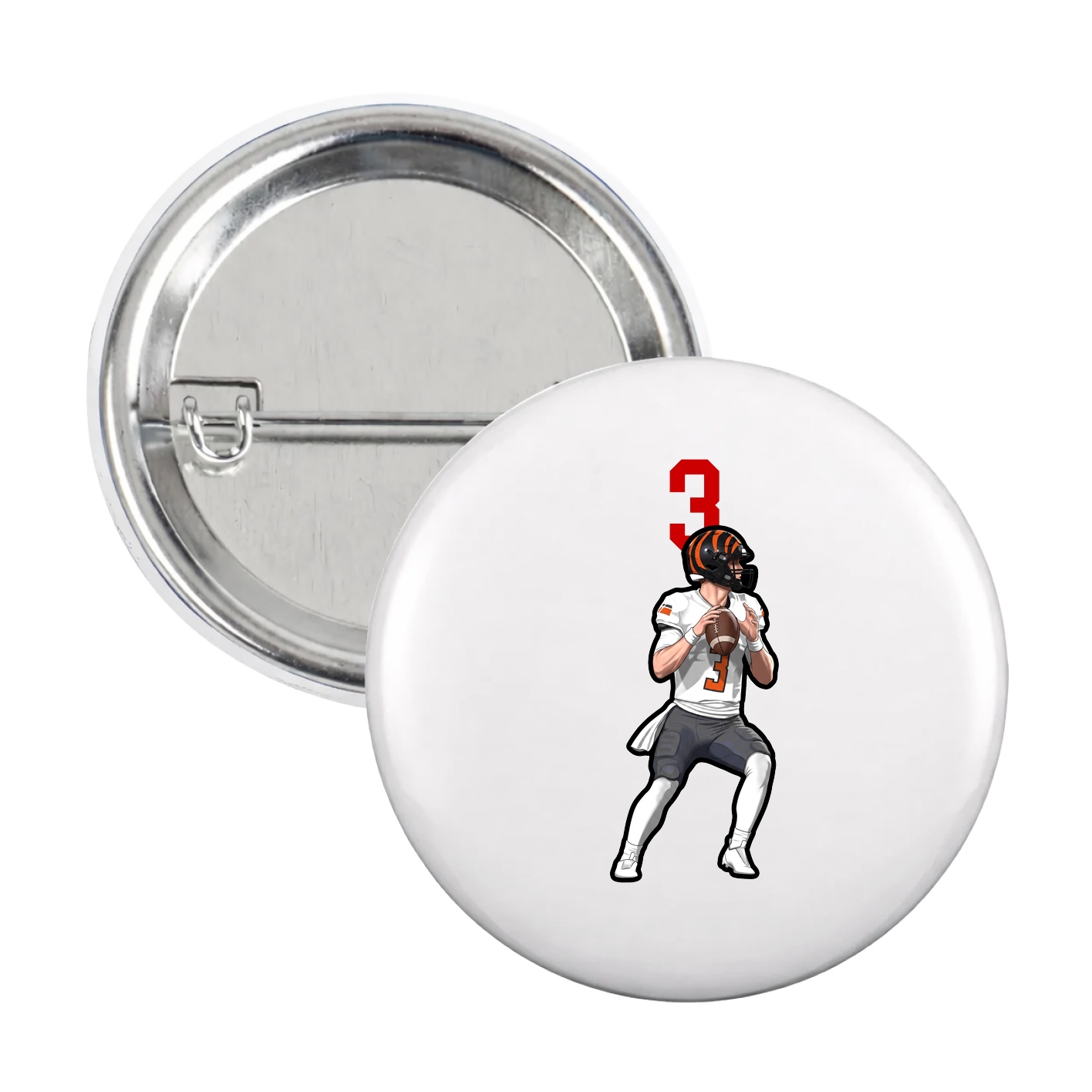 Game Day Button — Number Top in White