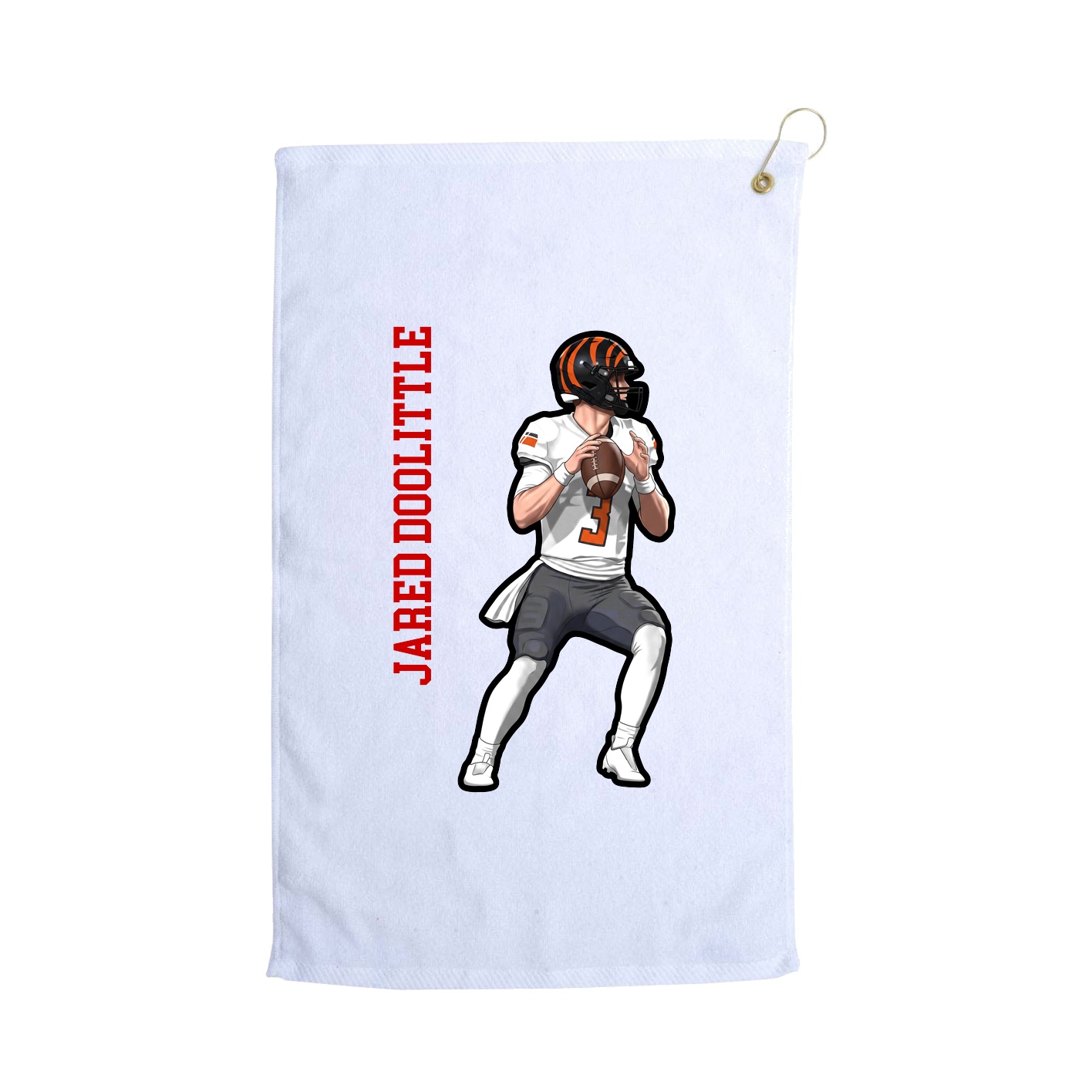 Golf Towel — Name Vertical in White