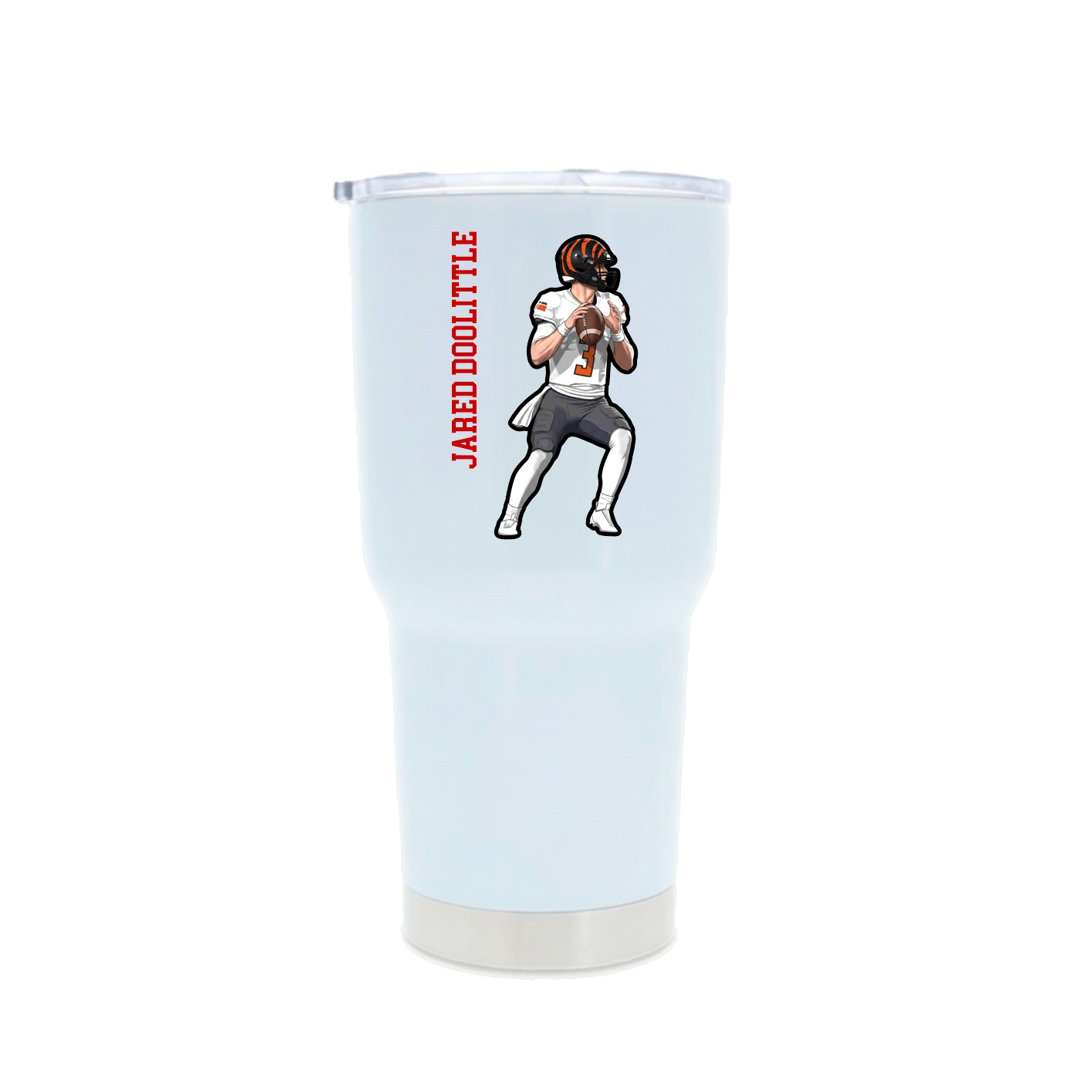 30oz Stainless Steel Tumbler — Name Vertical in White