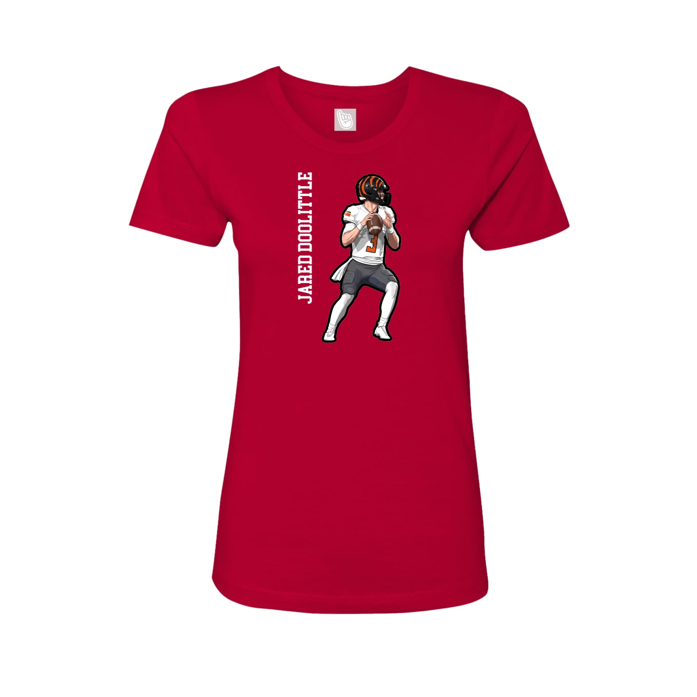 Womens Tee — Name Vertical in Red