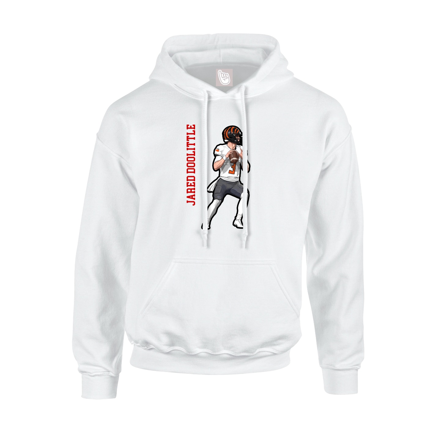 Hoodie — Name Vertical in White