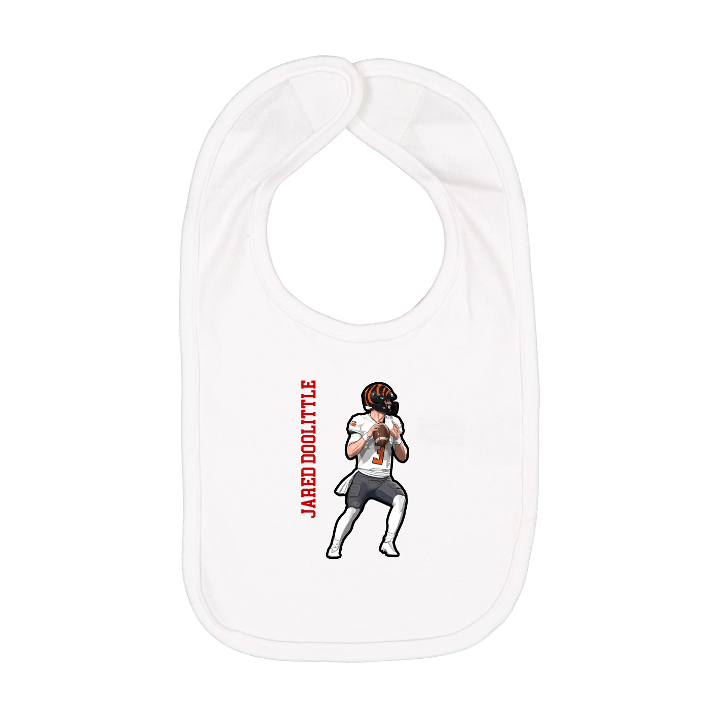 Infant Bib — Name Vertical in White