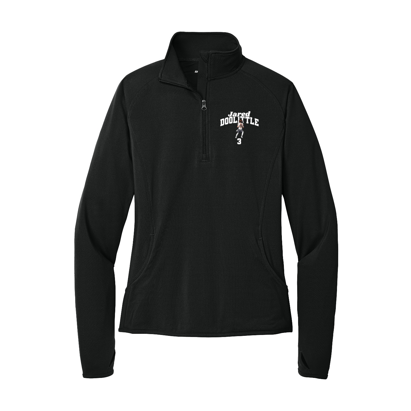 Women's Q-Zip Pullover — Signature Arch in Black