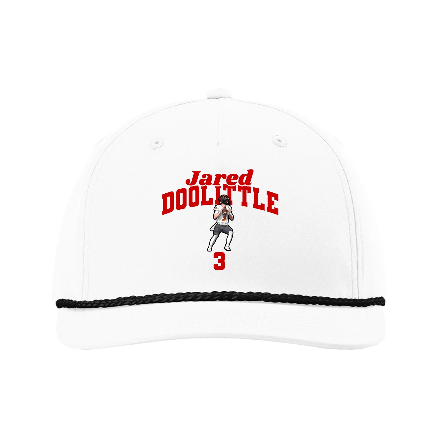 Five-Panel Classic Rope Cap — Signature Arch in White