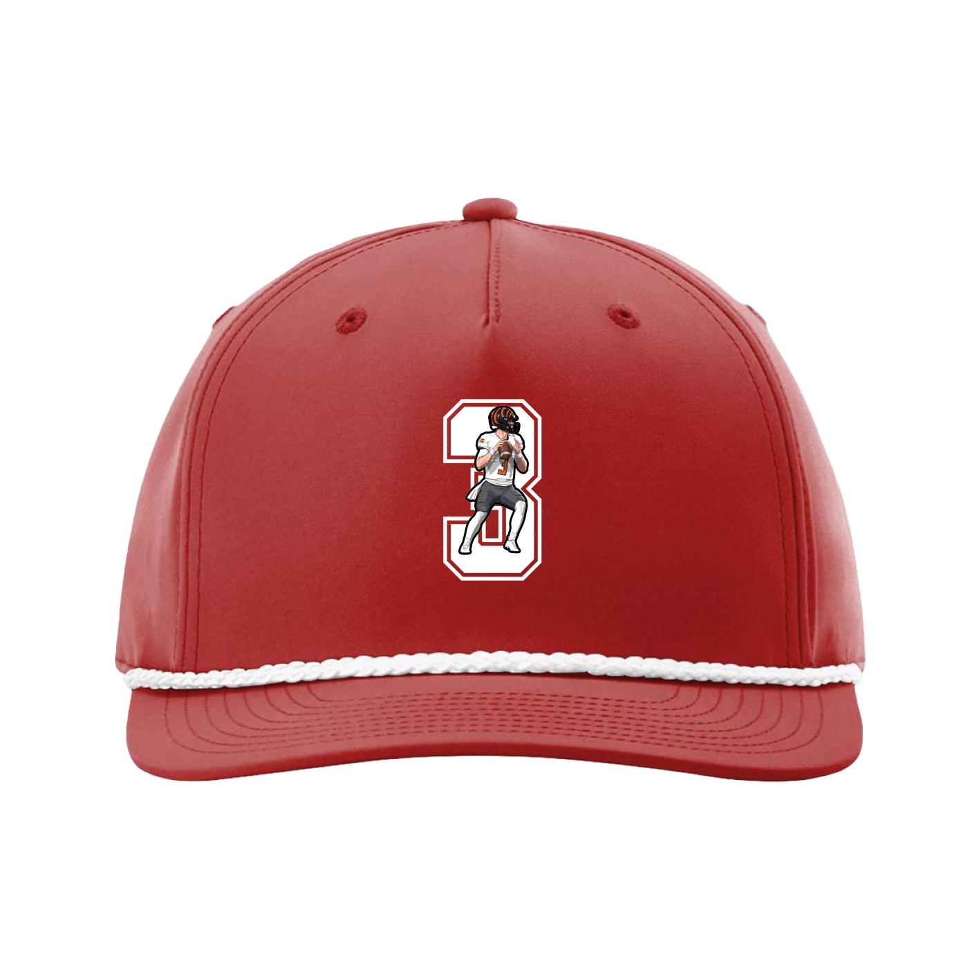Five-Panel Classic Rope Cap — Number in Red