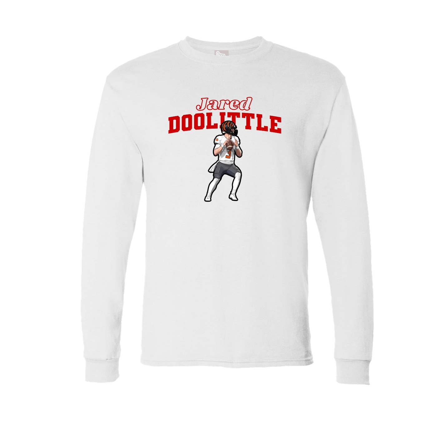 Long Sleeve Tee — Name Arch in White