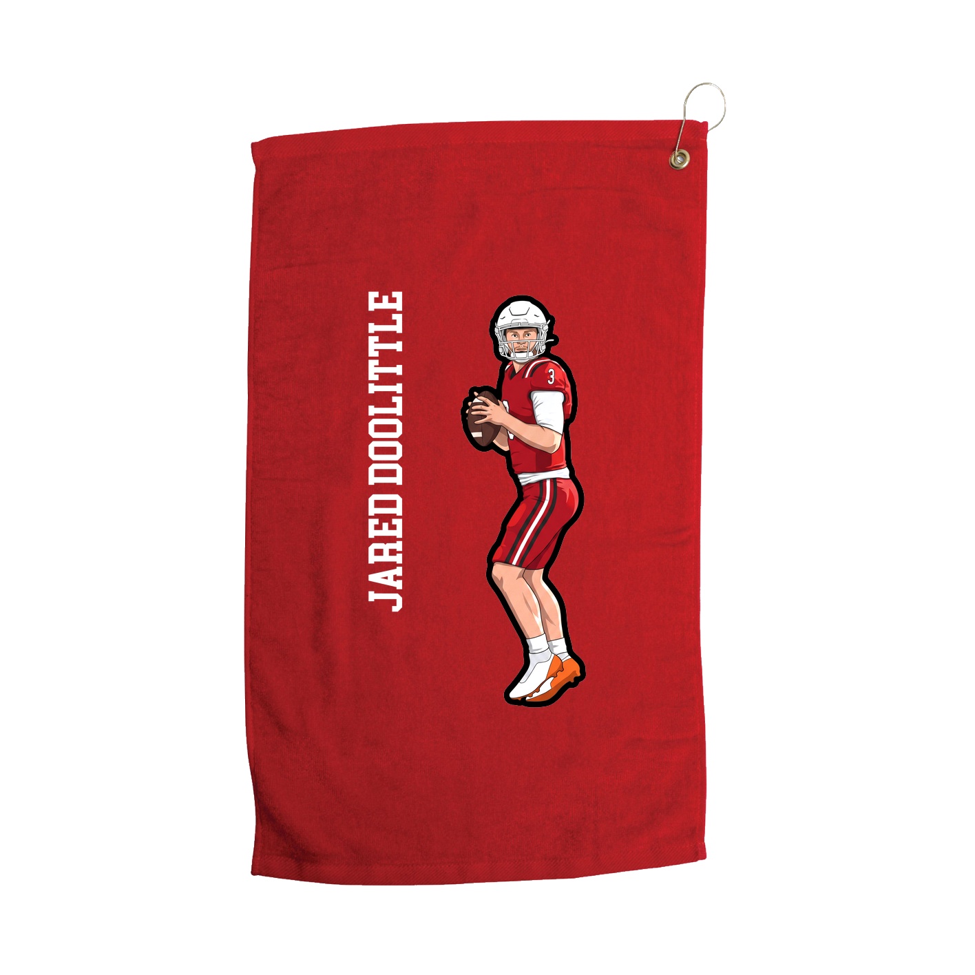 Golf Towel — Name Vertical in Red