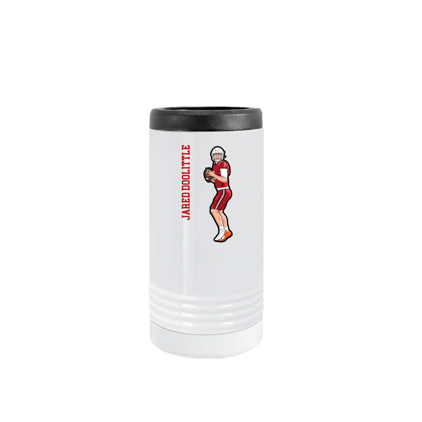 Slim Beverage Holder — Name Vertical in White