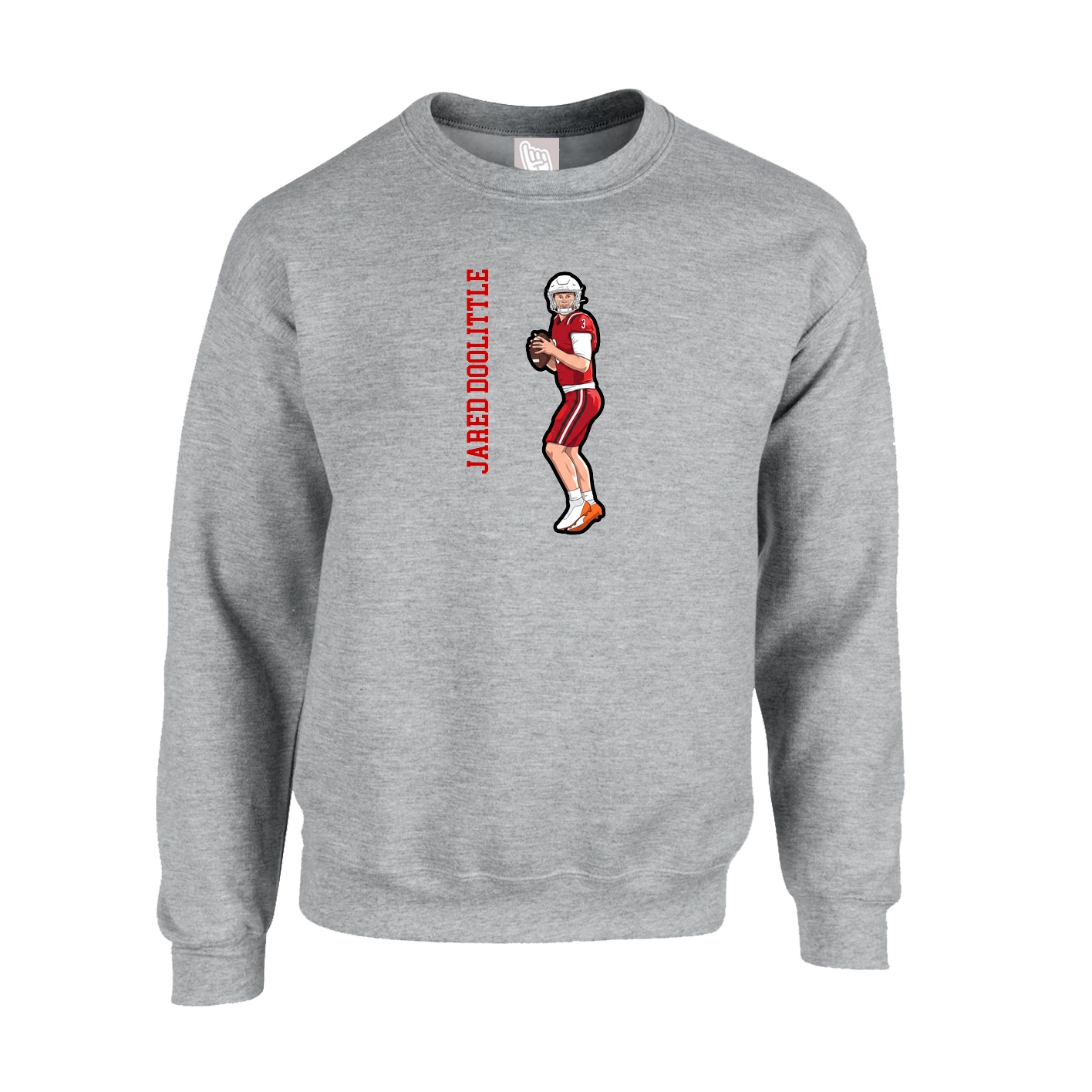 Fleece Crew — Name Vertical in Grey
