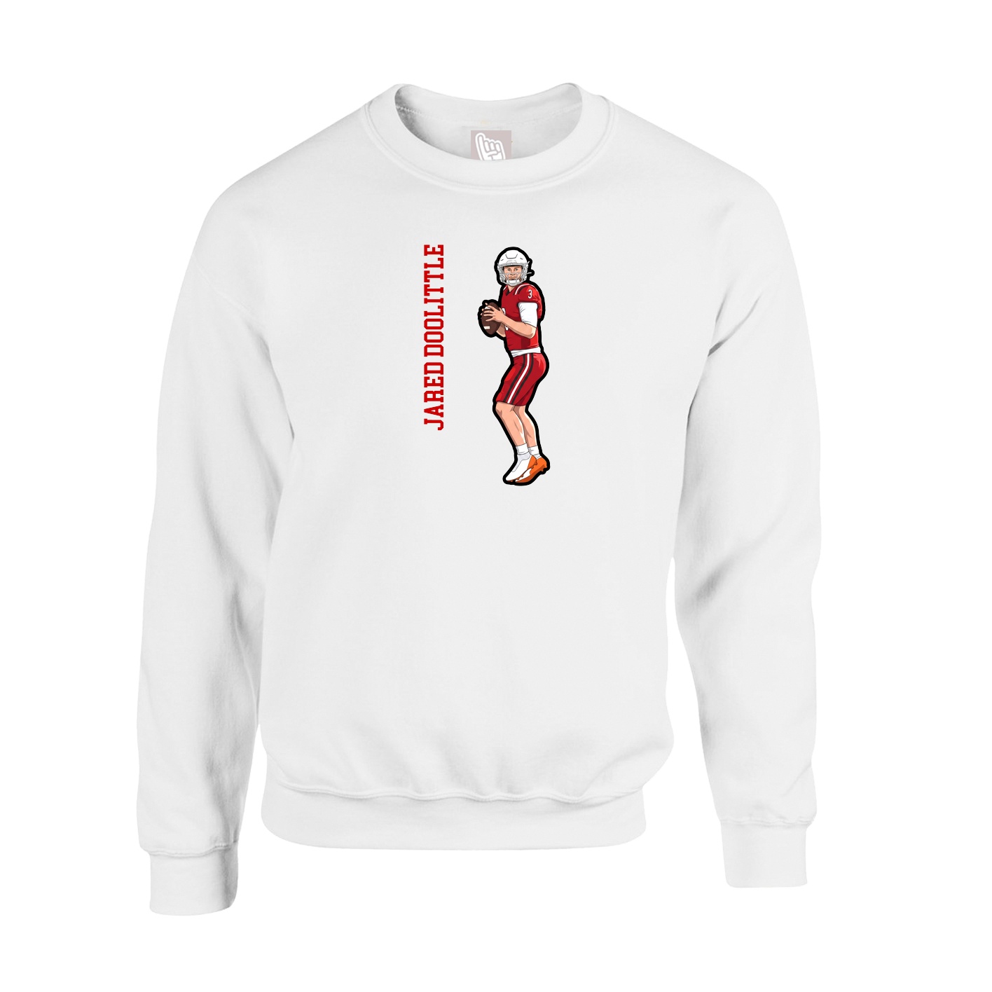 Fleece Crew — Name Vertical in White